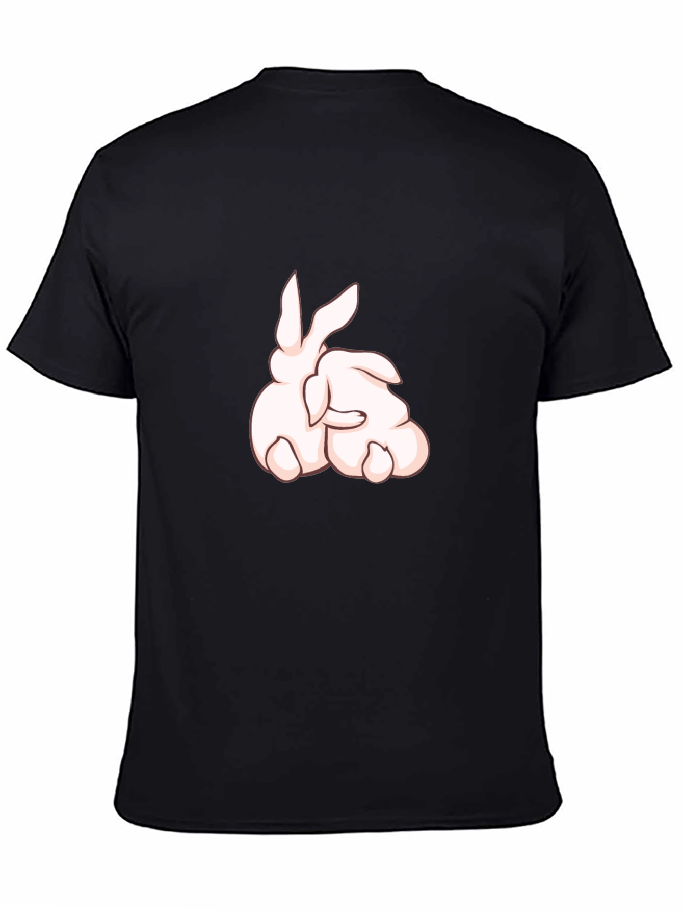 Rabbit Cartoon Graphic Black T-Shirt