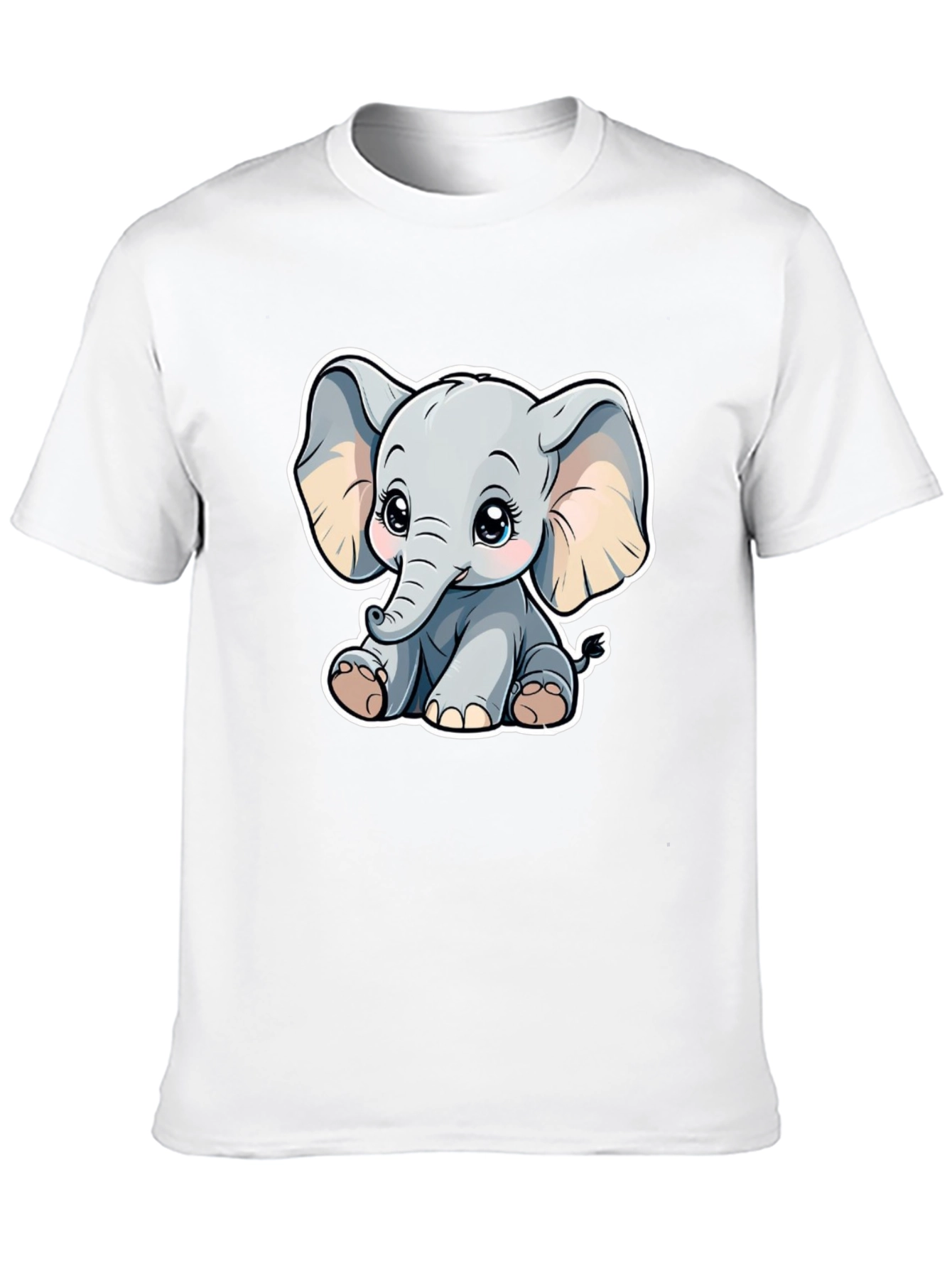 Cute Elephant Graphic Tee - Black Cotton Shirt