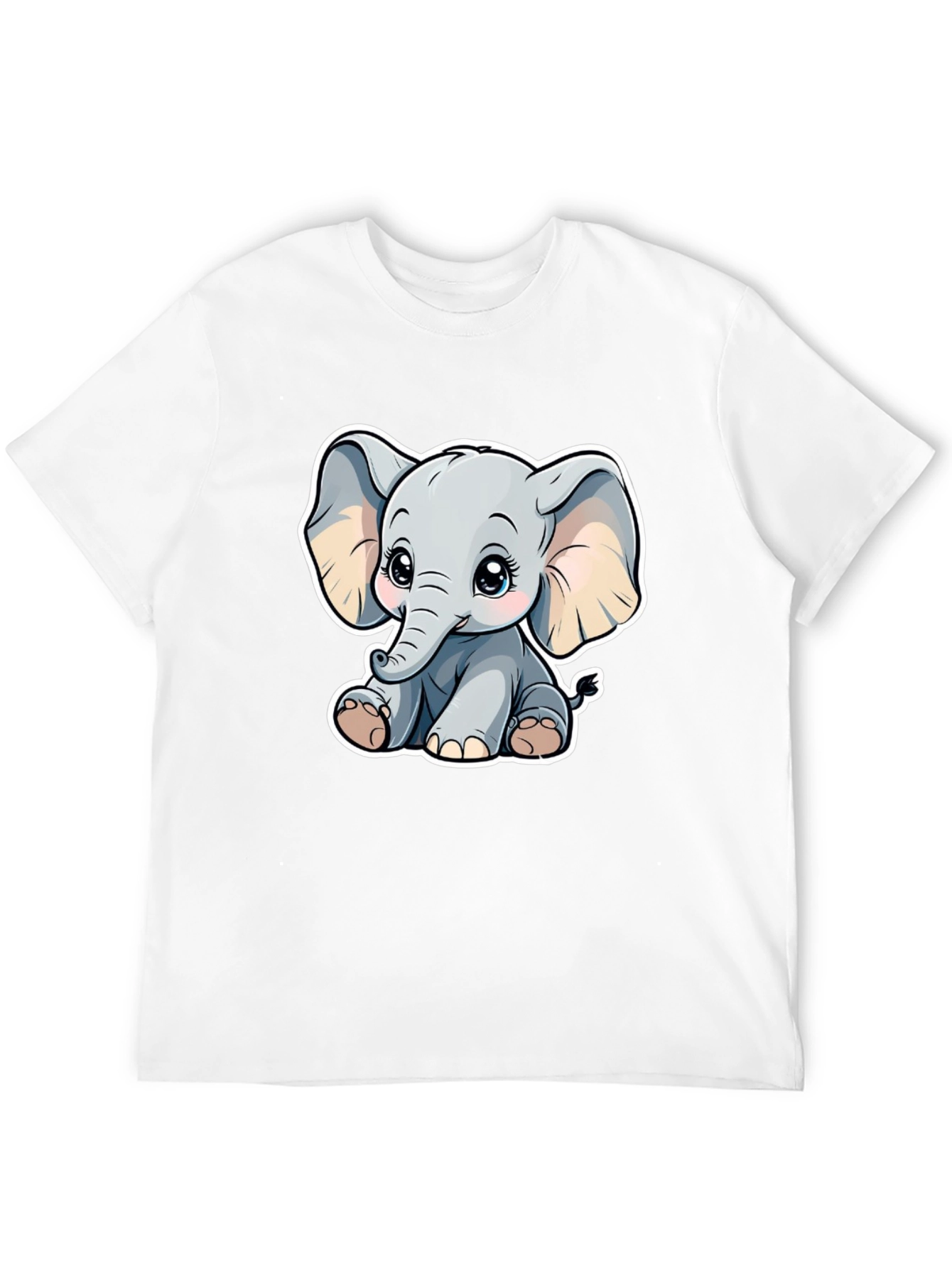 Cute Elephant Graphic Tee - Black Cotton Shirt