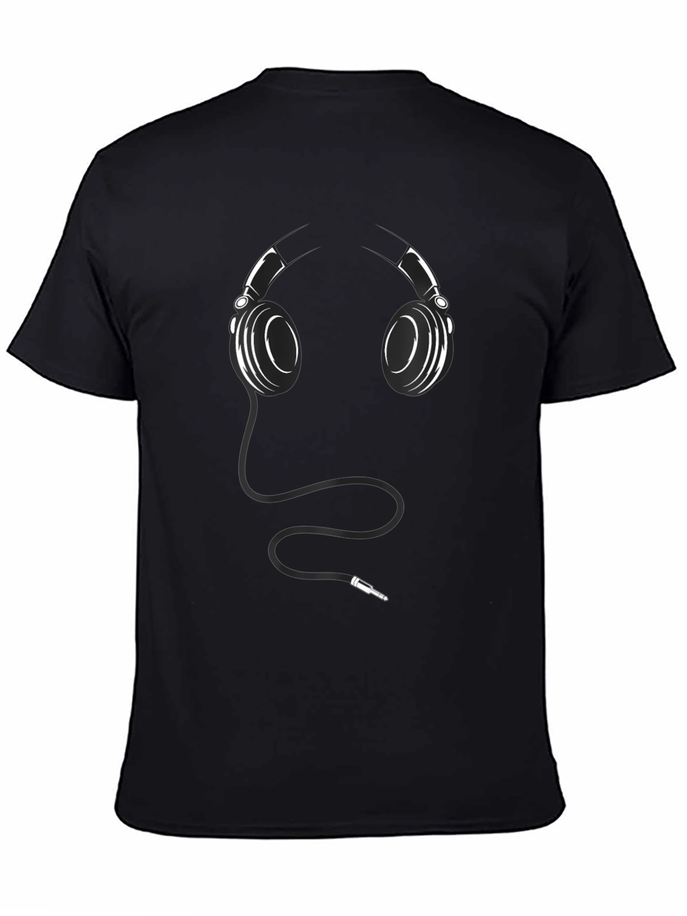 Headphone Graphic Print Mens Black T-Shirt