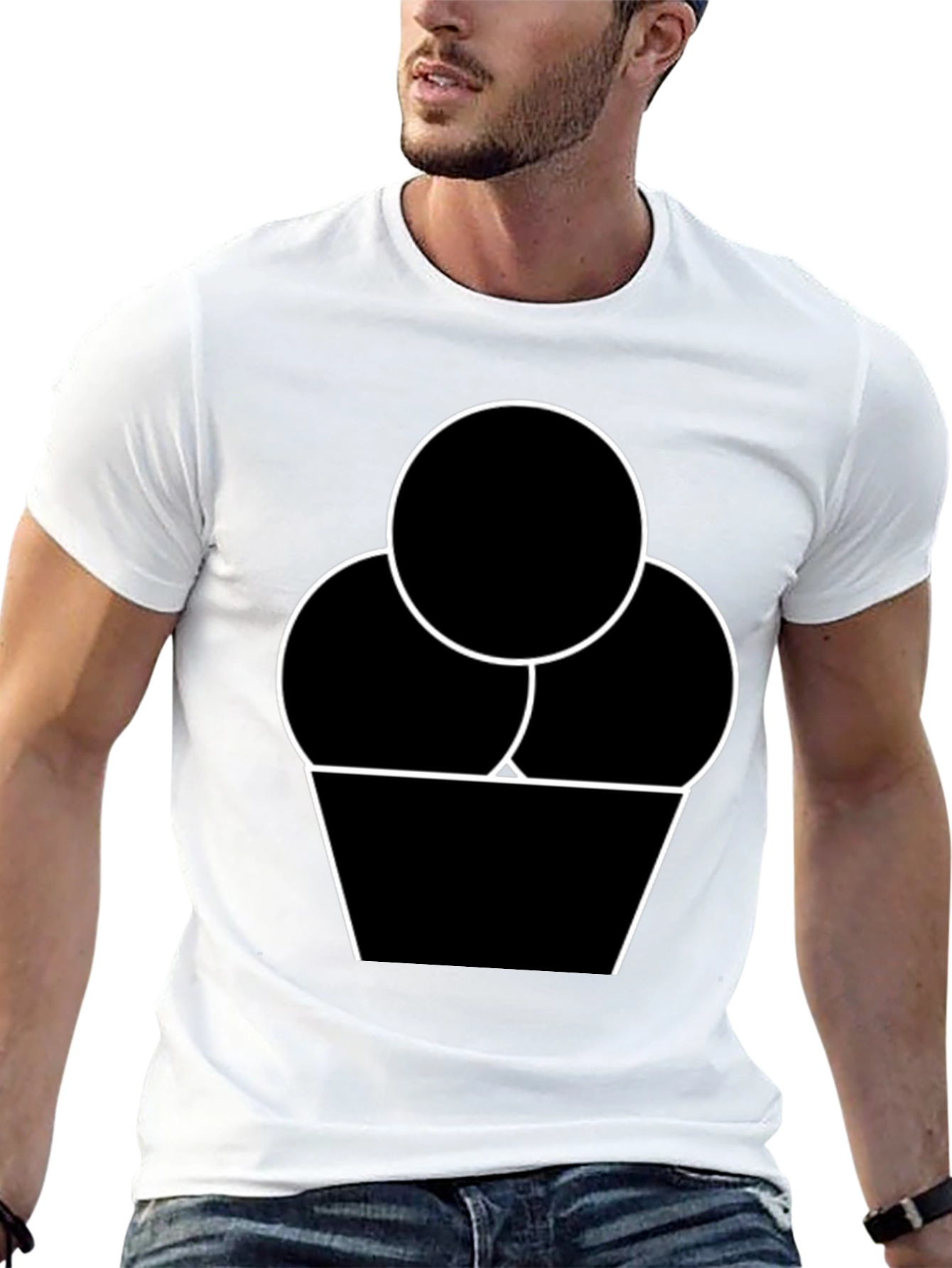 Ice Cream Graphic Tee - Black Cotton T-Shirt