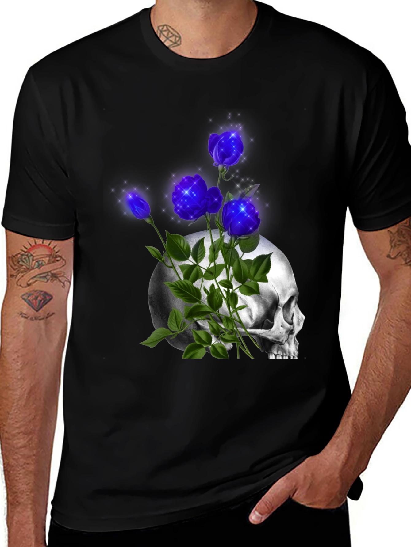 Skull & Roses Graphic Print Tee
