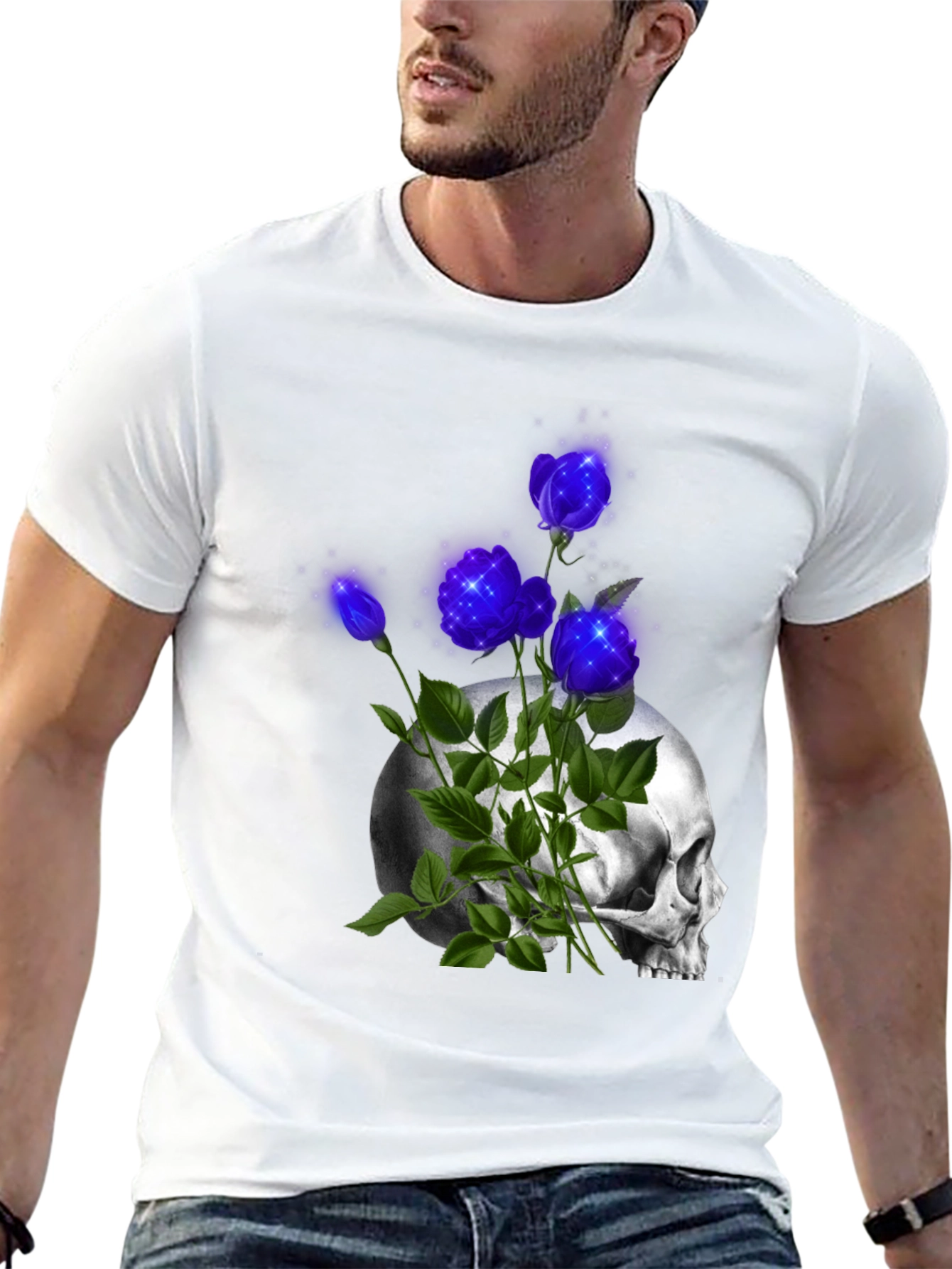 Skull & Roses Graphic Print Tee