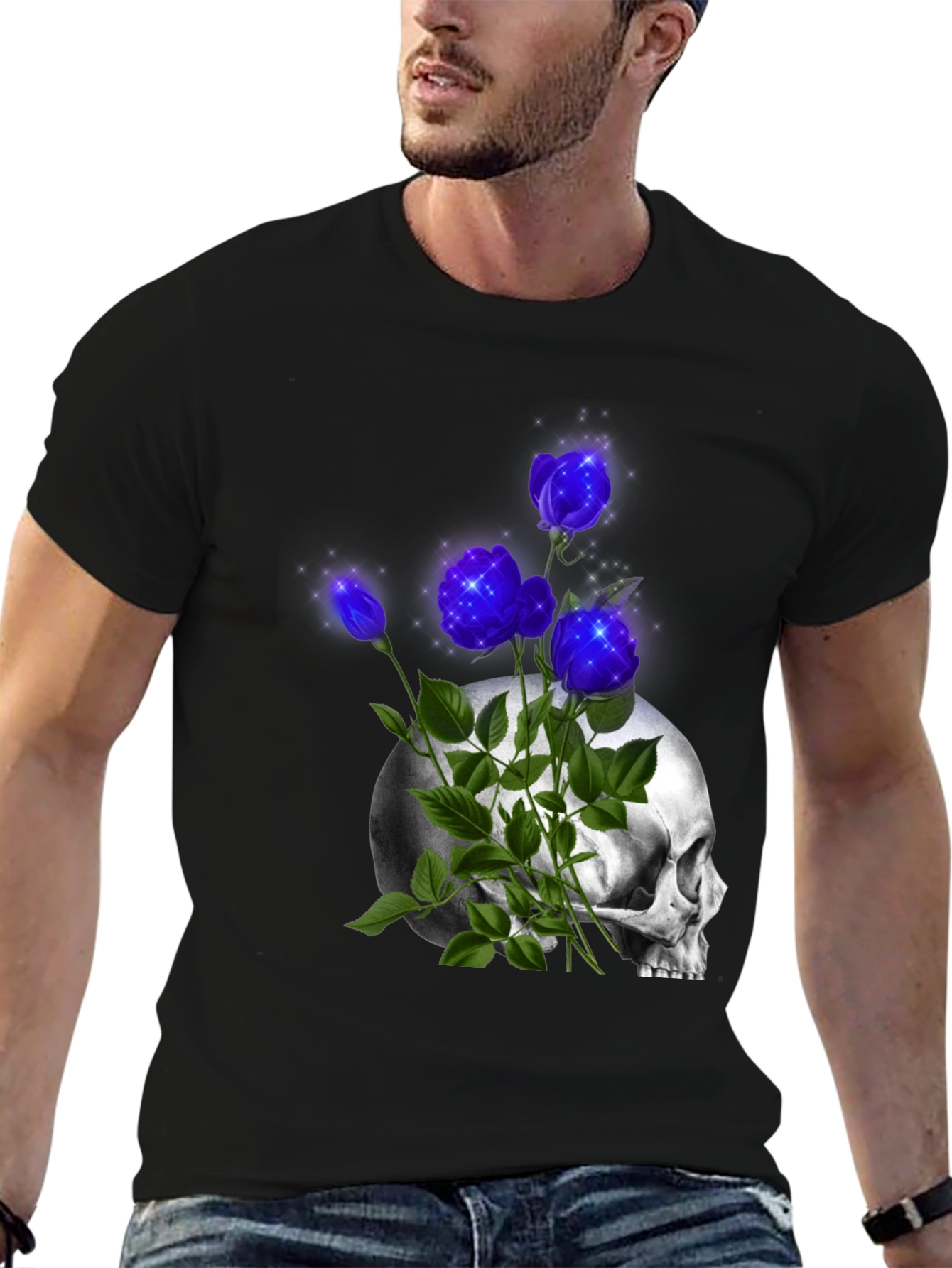 Skull & Roses Graphic Print Tee