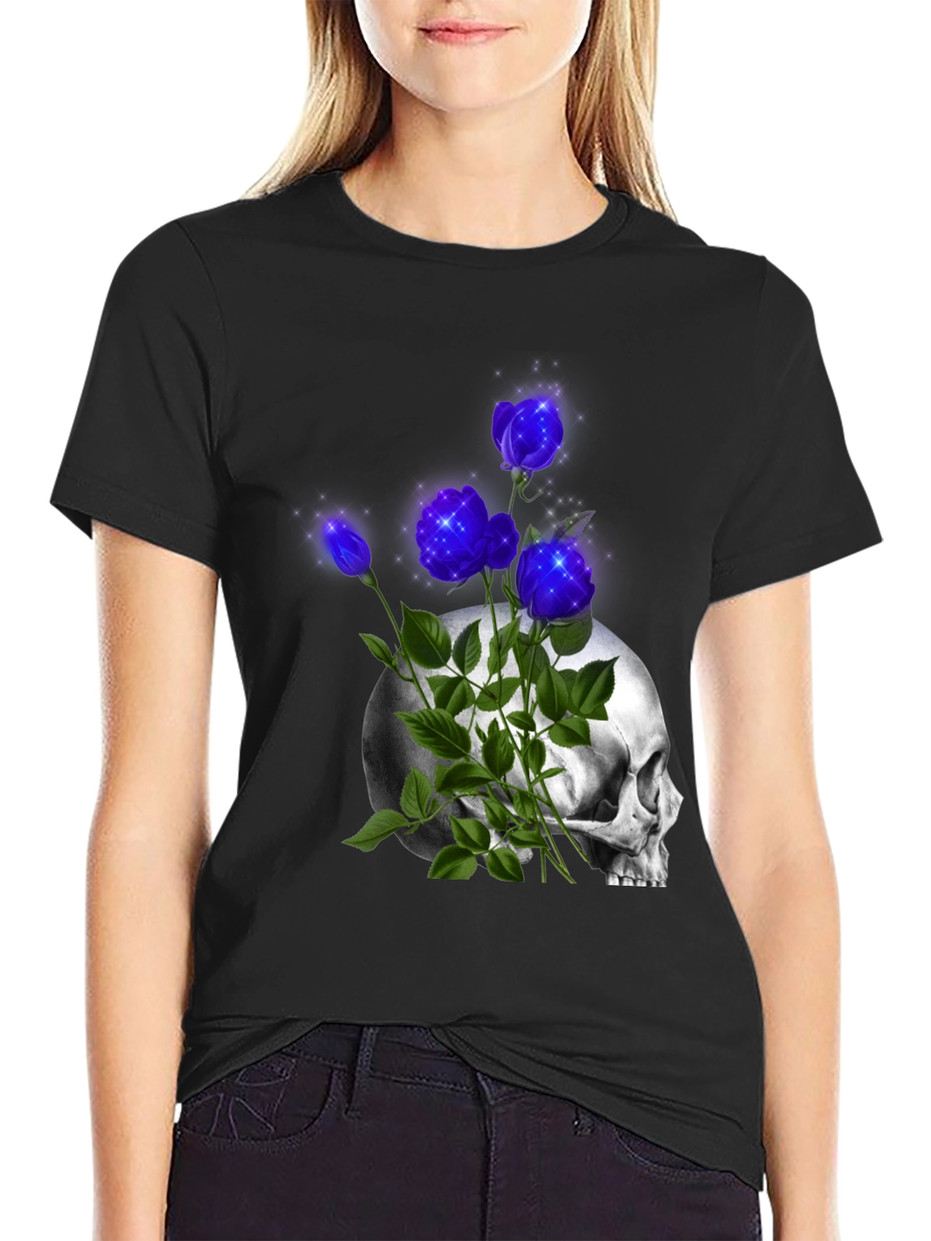 Skull & Roses Graphic Print Tee