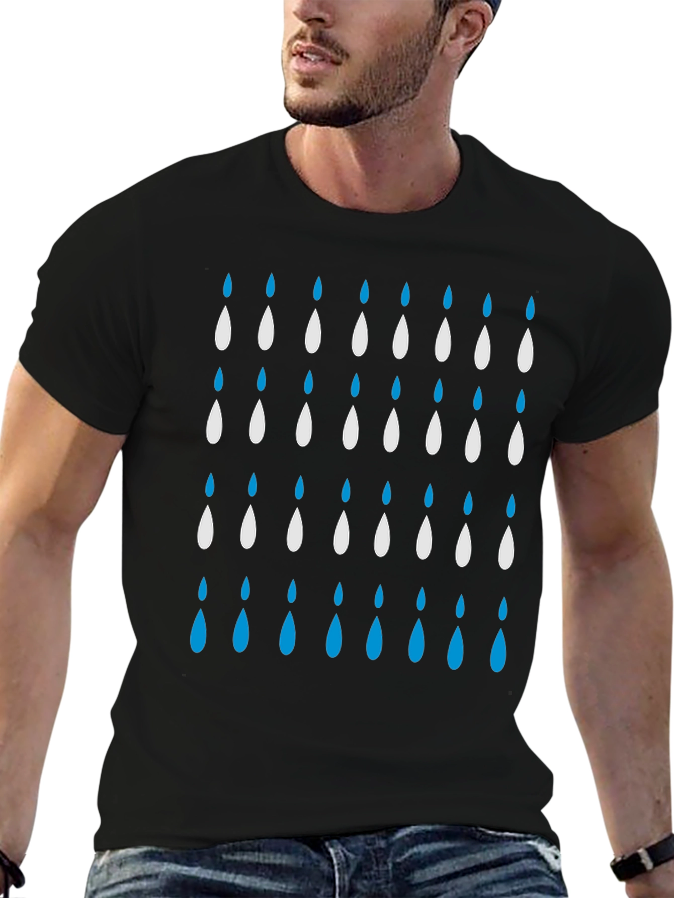 Raindrop Pattern Black T-Shirt