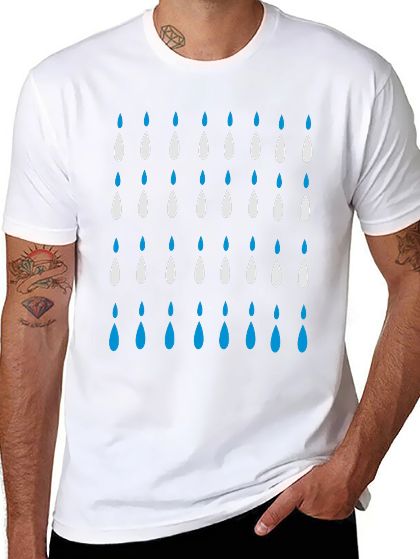 Raindrop Pattern Black T-Shirt