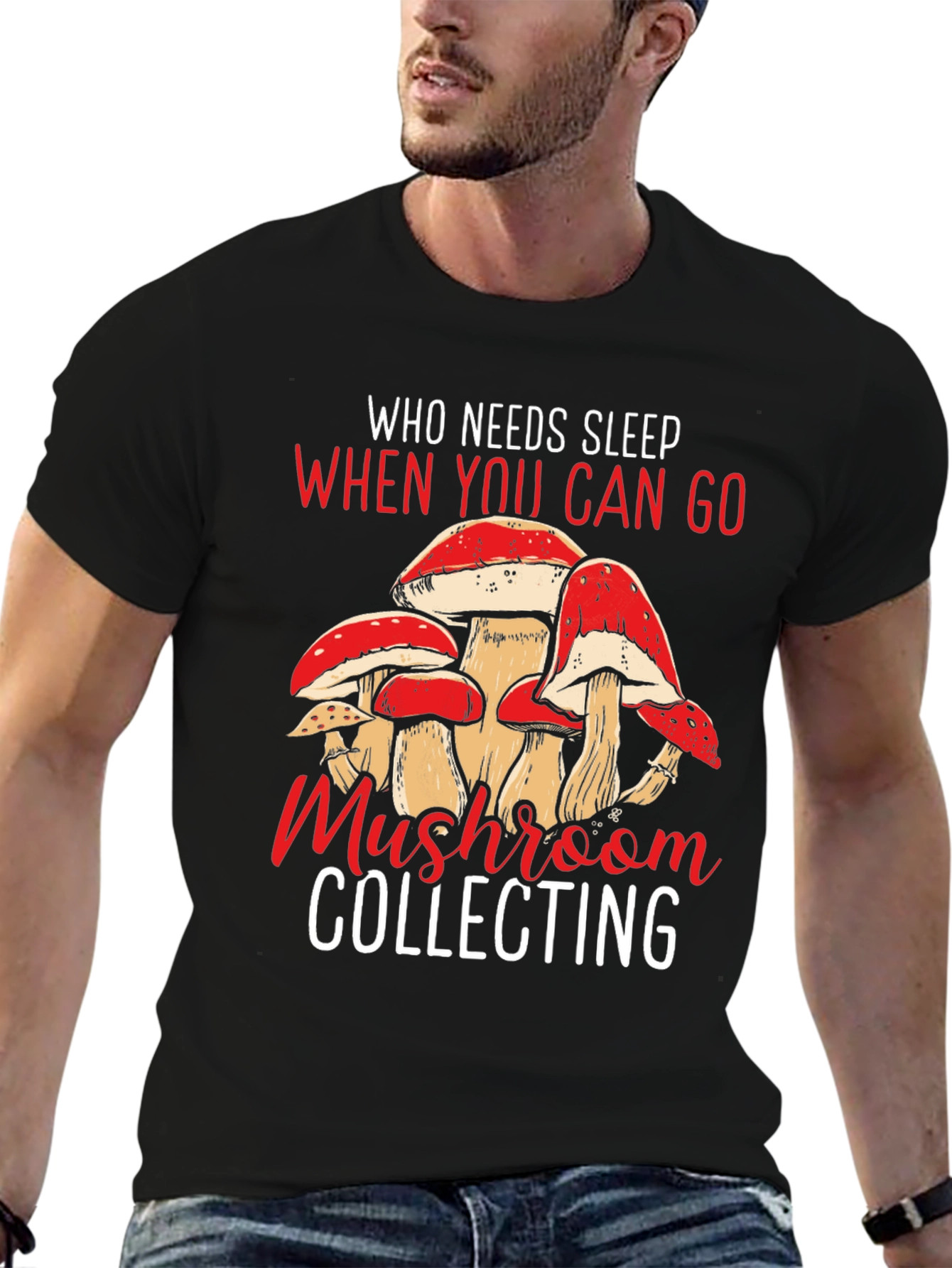 Mushroom Collecting Graphic Tee - Black