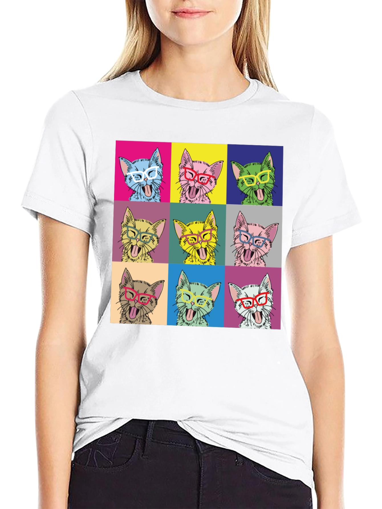 Pop Art Cat T-Shirt - Quirky & Fun Design