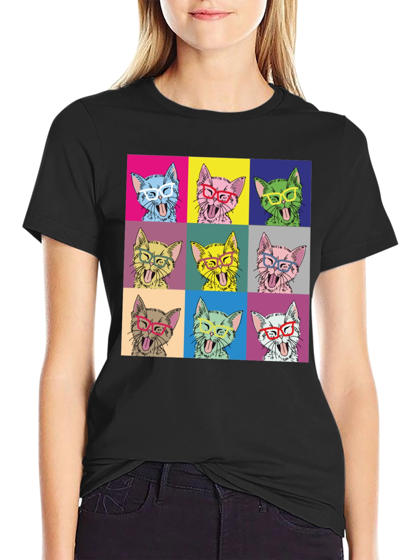 Pop Art Cat T-Shirt - Quirky & Fun Design