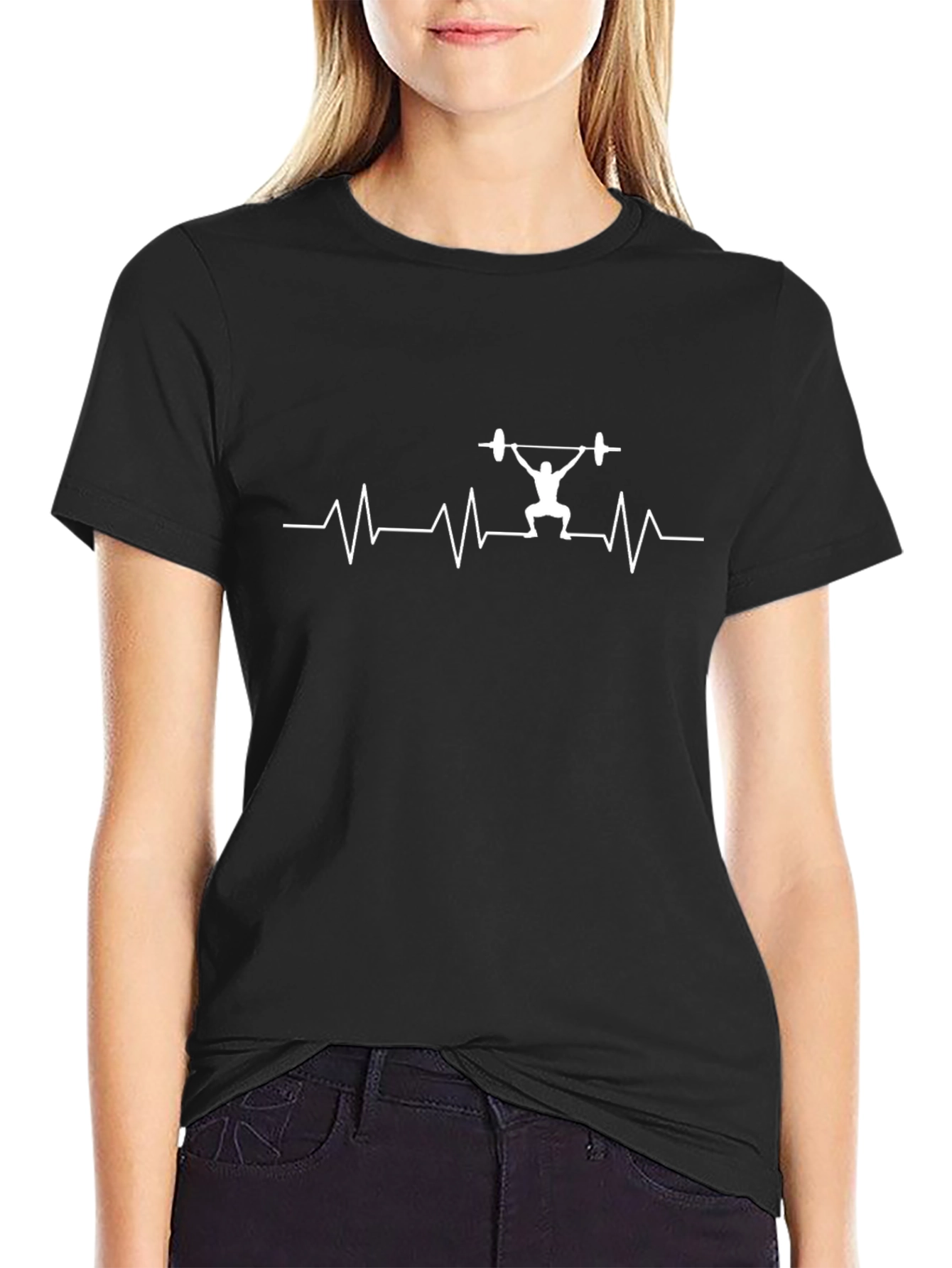 Weightlifting Heartbeat Black T-Shirt