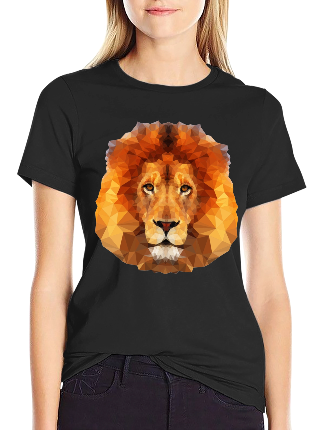 Geometric Lion Graphic Tee - Mens Black T-Shirt
