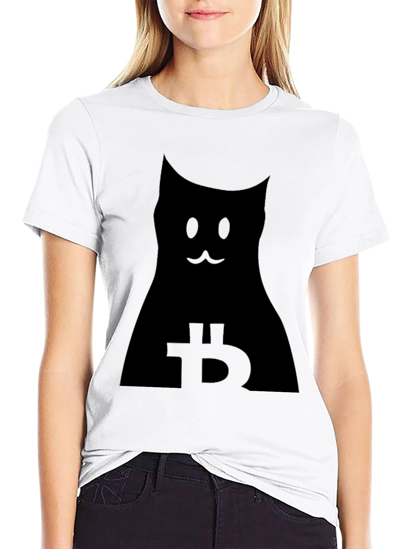 Bitcoin Cat Graphic Tee - Crypto Lover Shirt