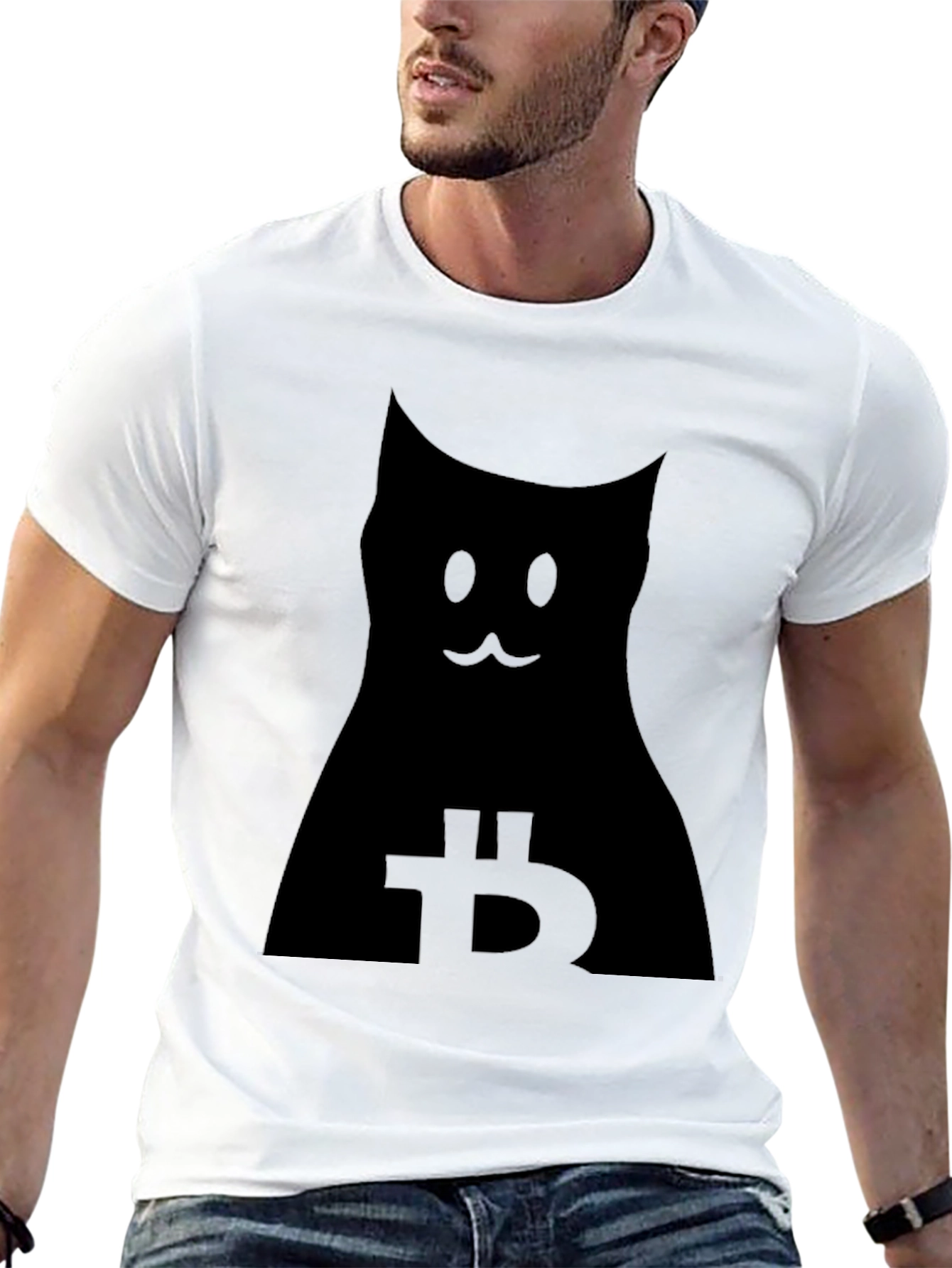 Bitcoin Cat Graphic Tee - Crypto Lover Shirt
