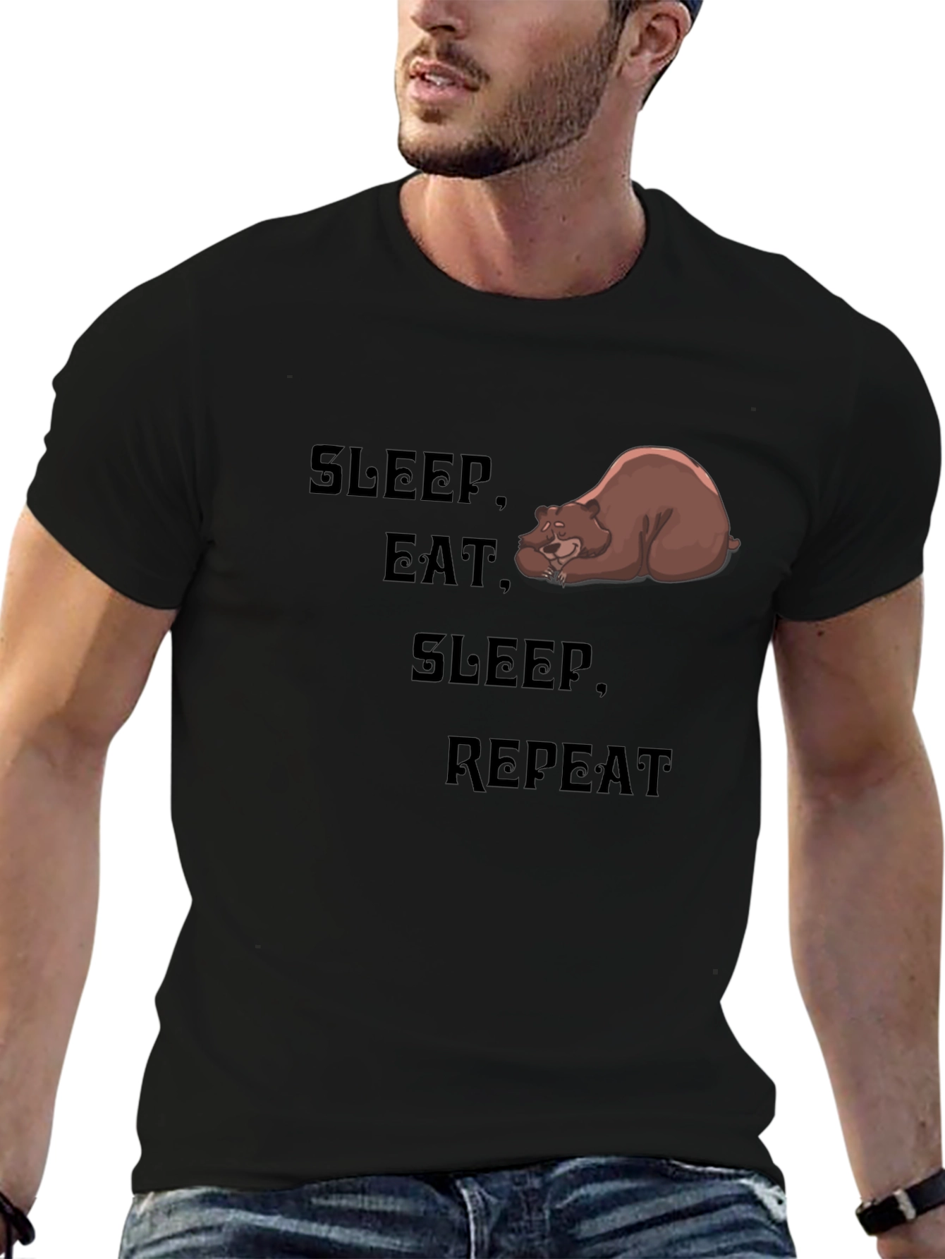 Sleep Eat Repeat Bear Graphic T-Shirt