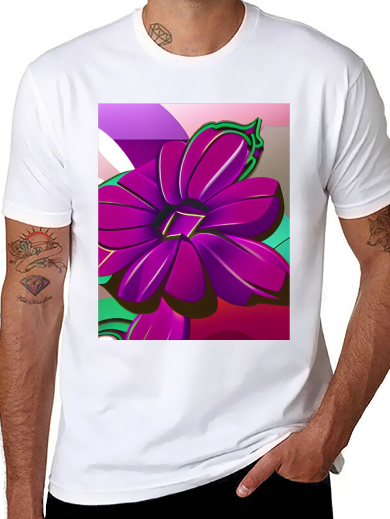 Bold Floral Graphic Tee - Modern Artistic Design