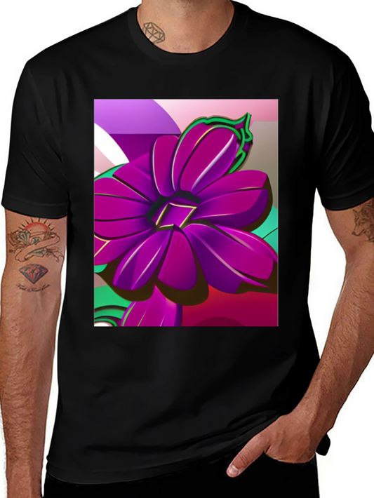 Bold Floral Graphic Tee - Modern Artistic Design