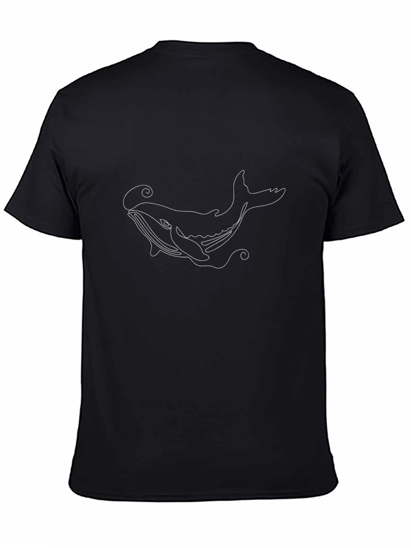 Whale Line Art Black T-Shirt