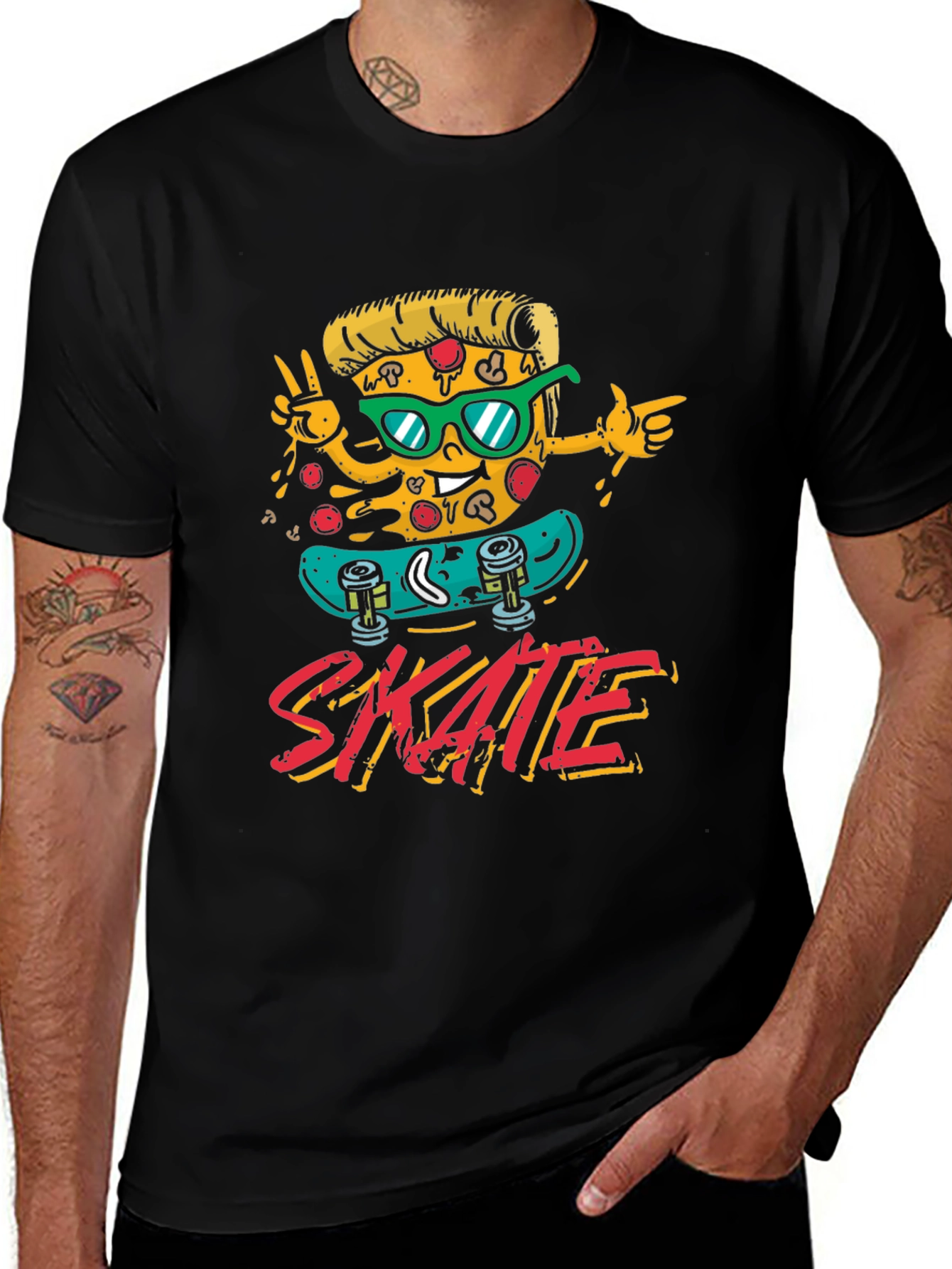 Cool Pizza Skate T-Shirt - Black