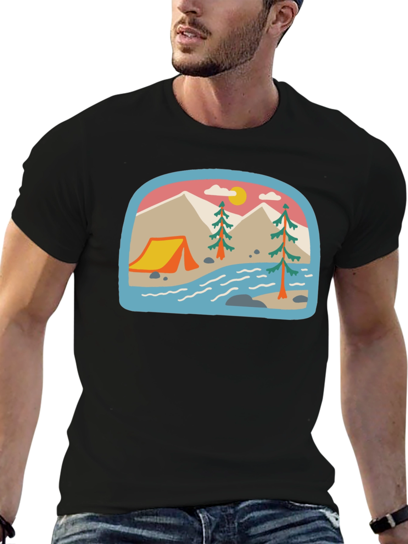 Camping Adventure Graphic Tee - Black