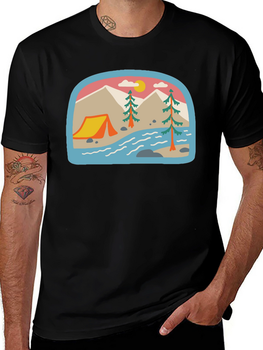 Camping Adventure Graphic Tee - Black