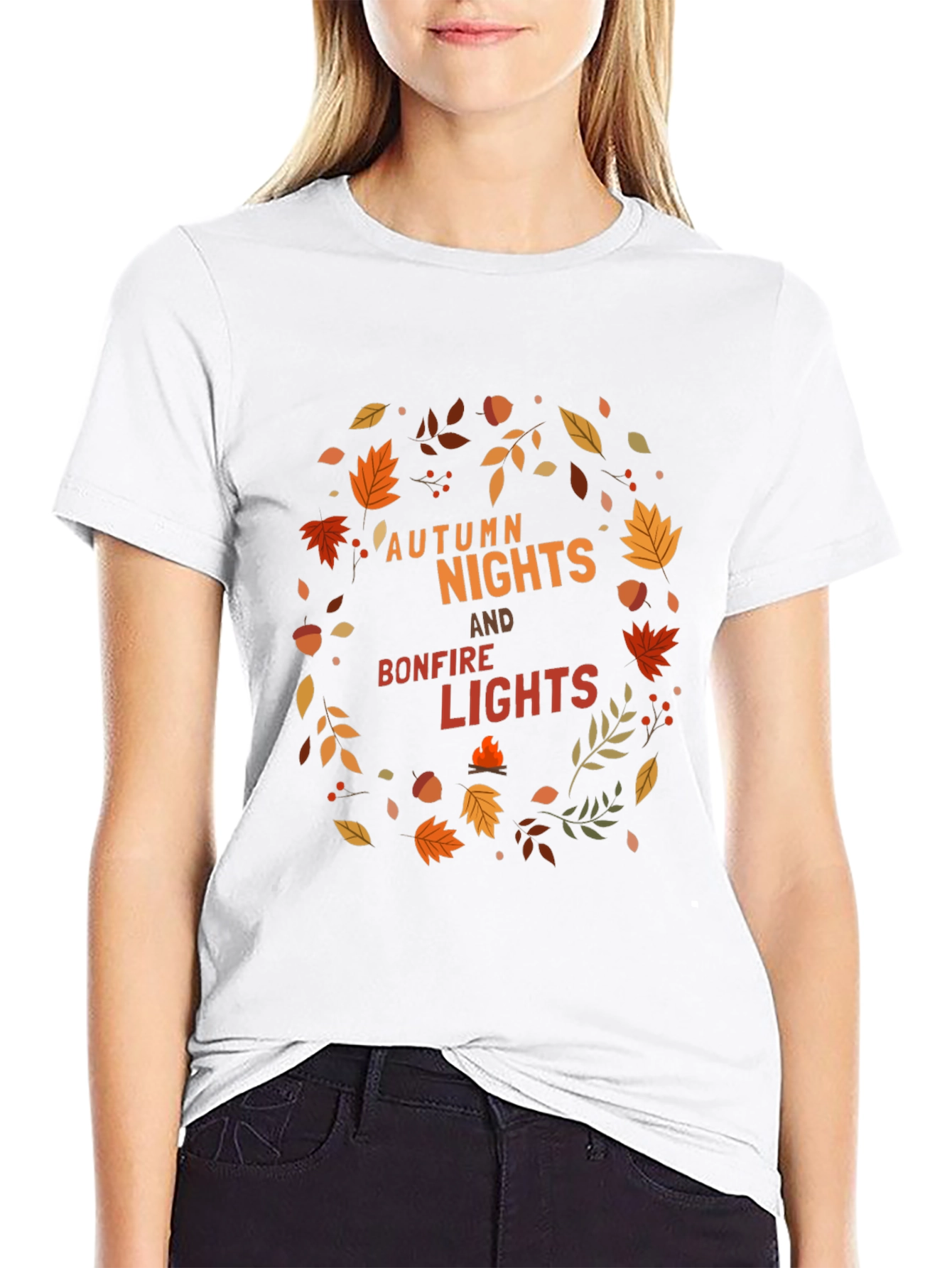 Autumn Nights Bonfire Lights Graphic T-Shirt