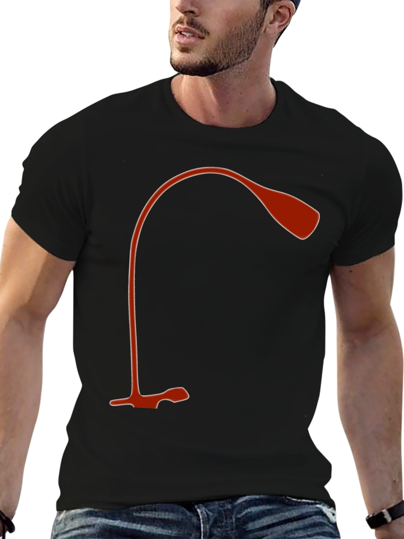 Modern Desk Lamp Graphic Tee - Black Cotton Shirt