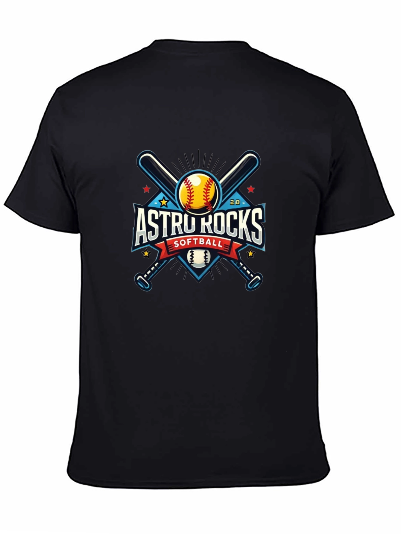 Astro Rocks Softball Black T-Shirt