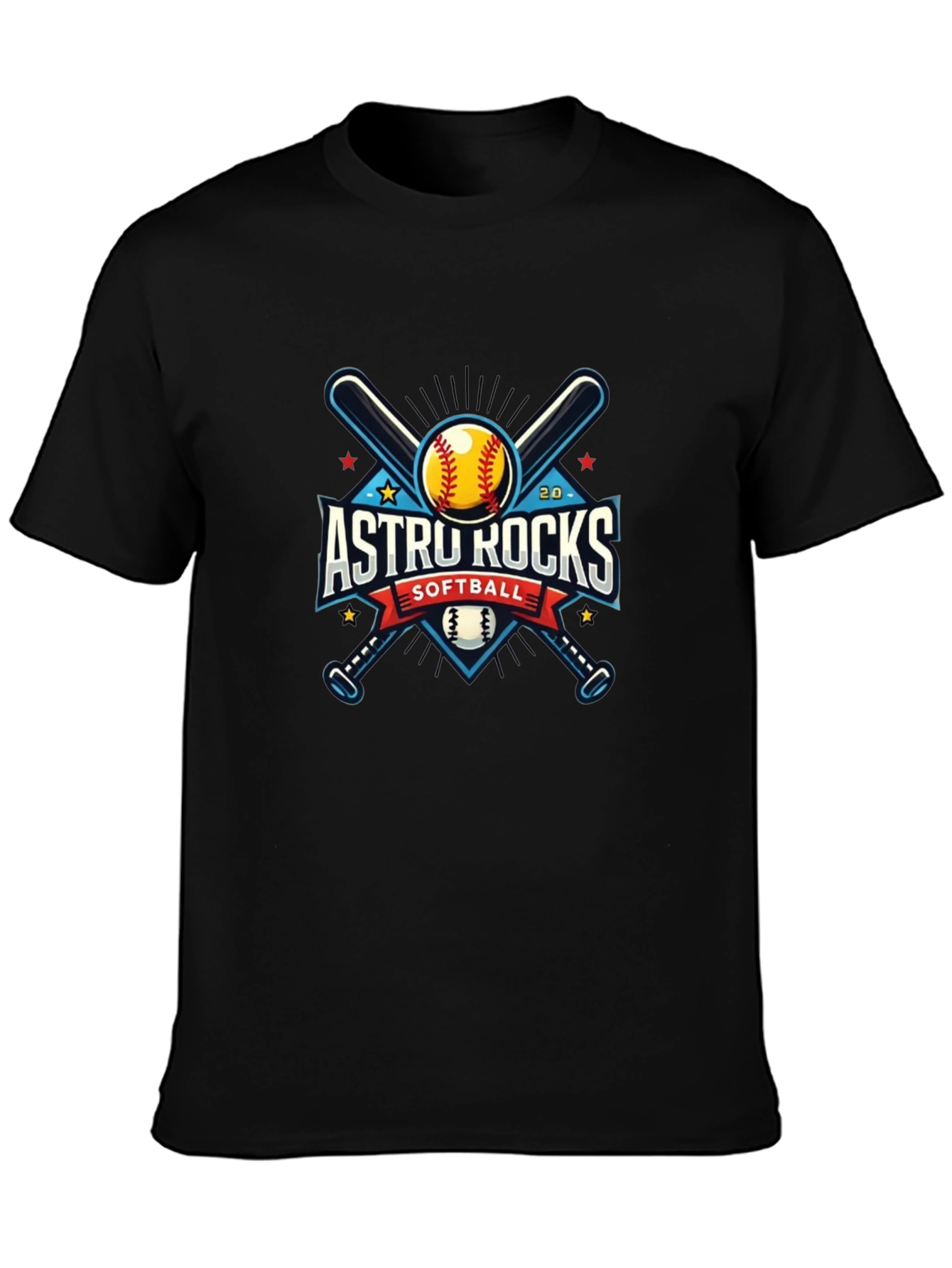 Astro Rocks Softball Black T-Shirt