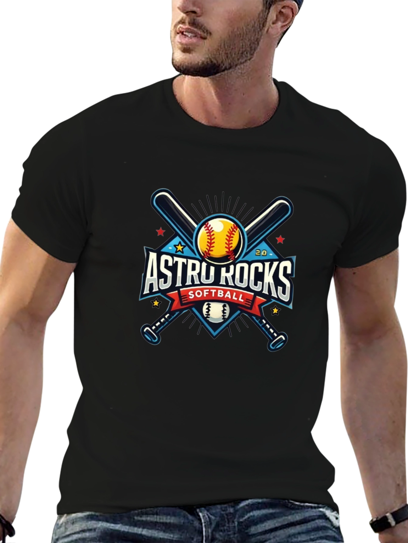 Astro Rocks Softball Black T-Shirt