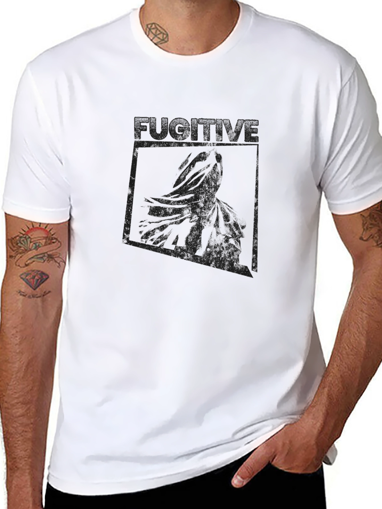 Fugitive Graphic Print Crew Neck T-Shirt