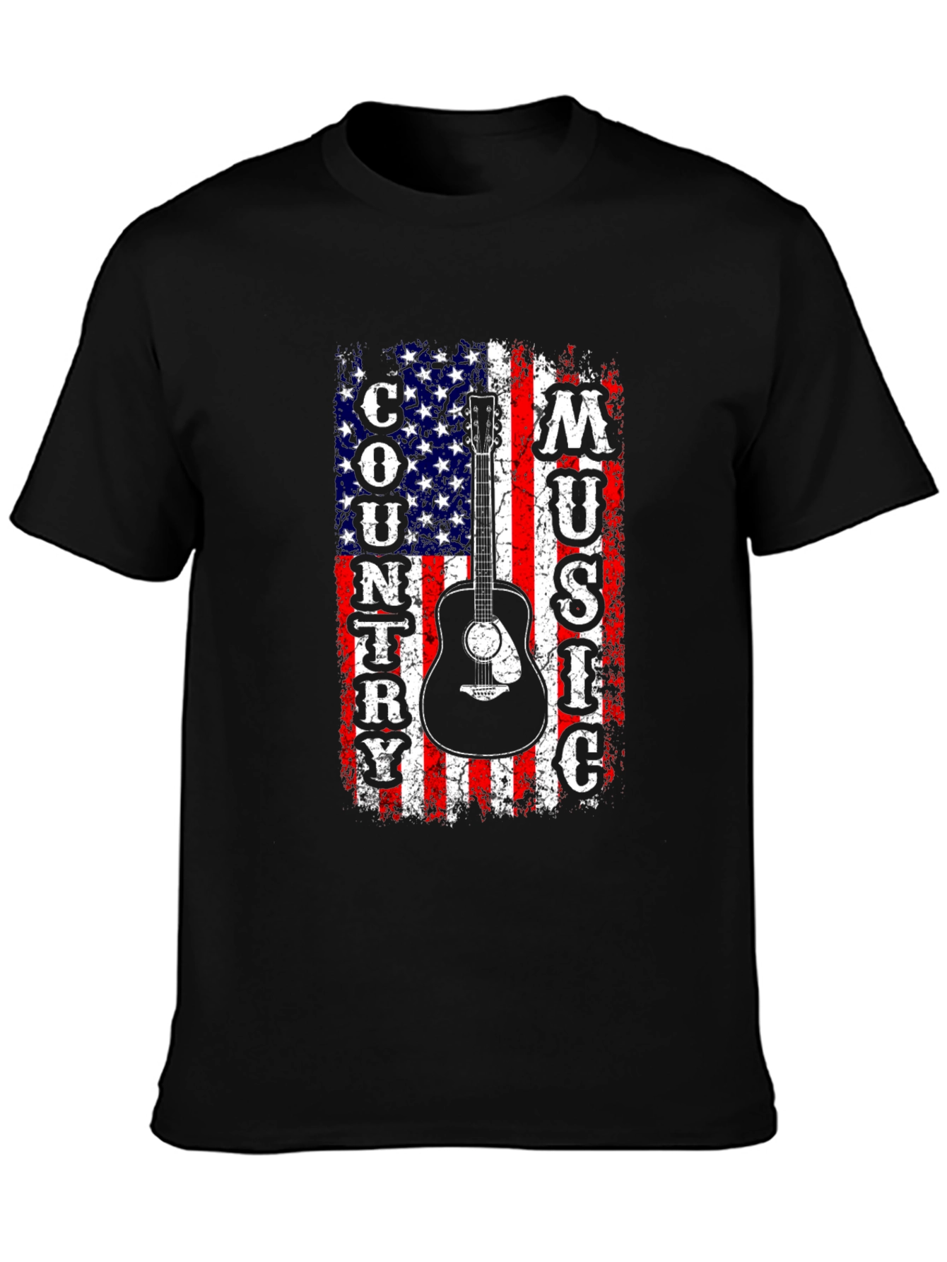 American Flag Country Music Guitar Graphic Tee