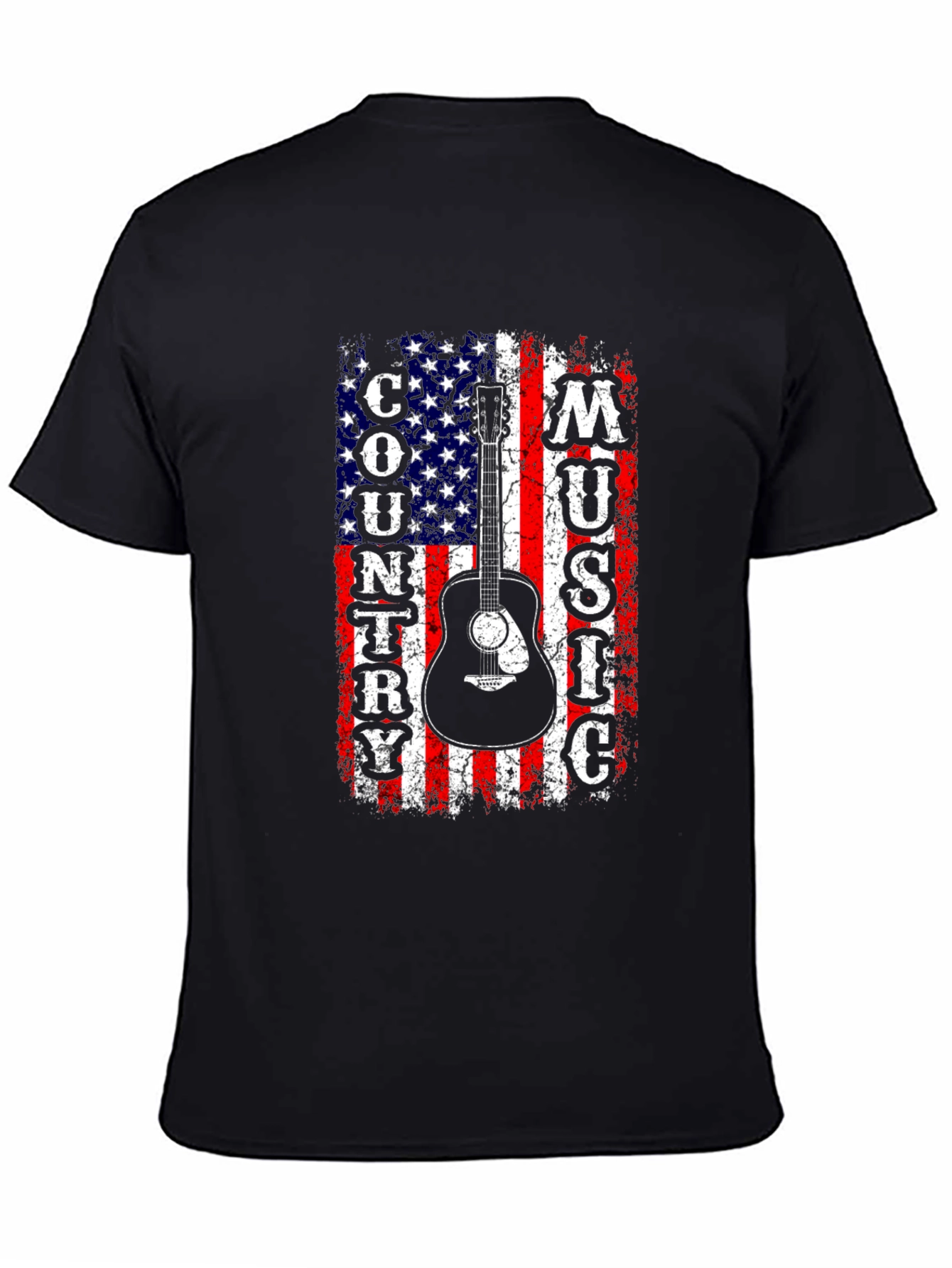 American Flag Country Music Guitar Graphic Tee