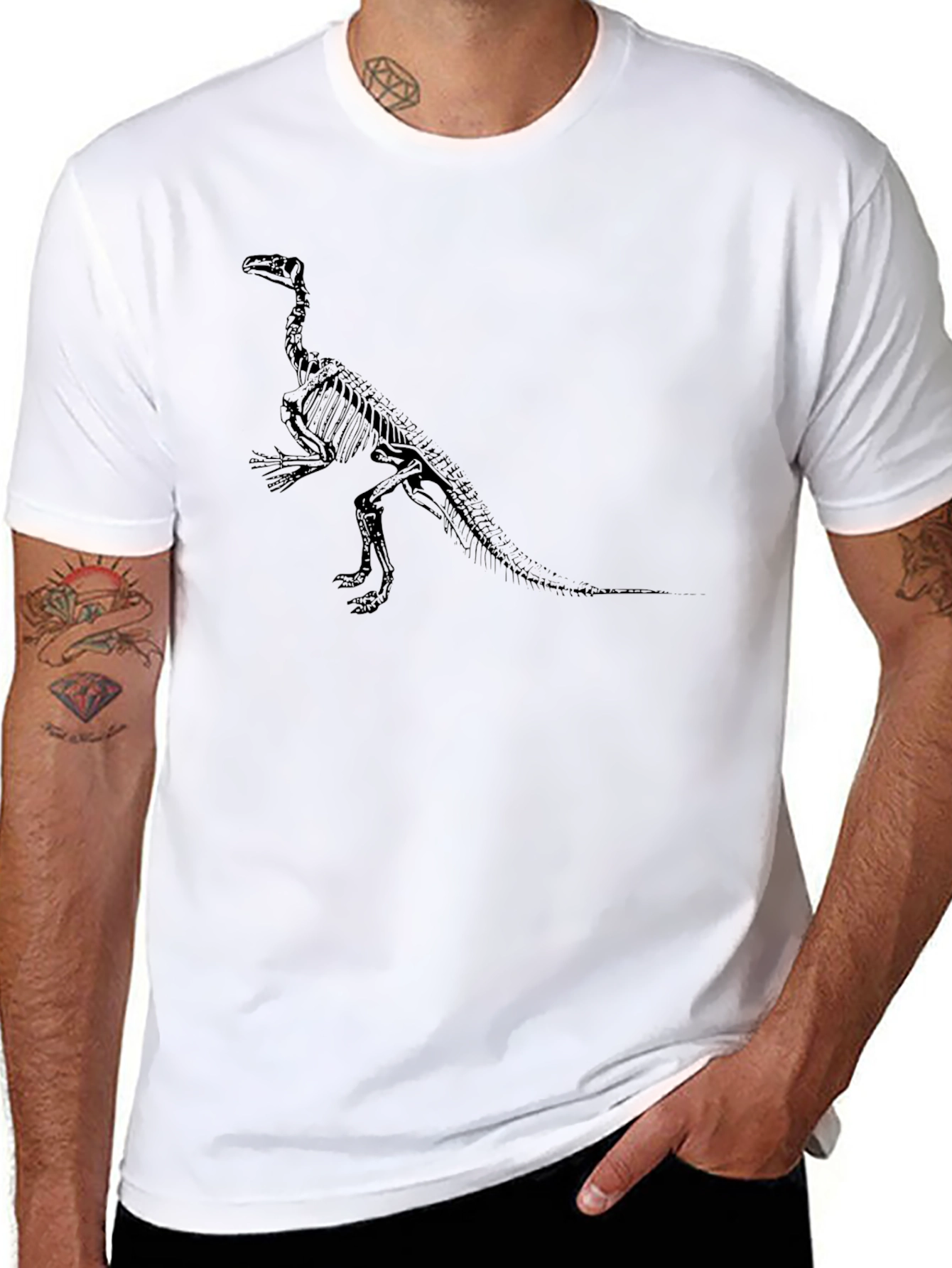 Dinosaur Skeleton Graphic Tee - Black