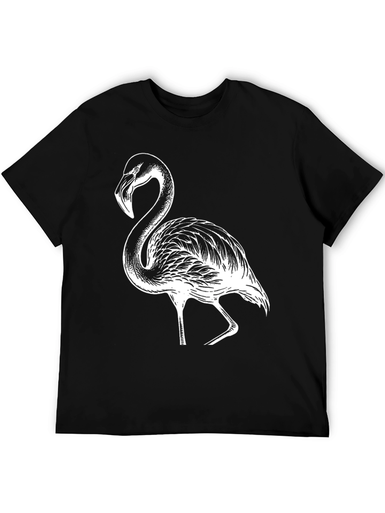 Flamingo Graphic Tee - Black Casual T-Shirt