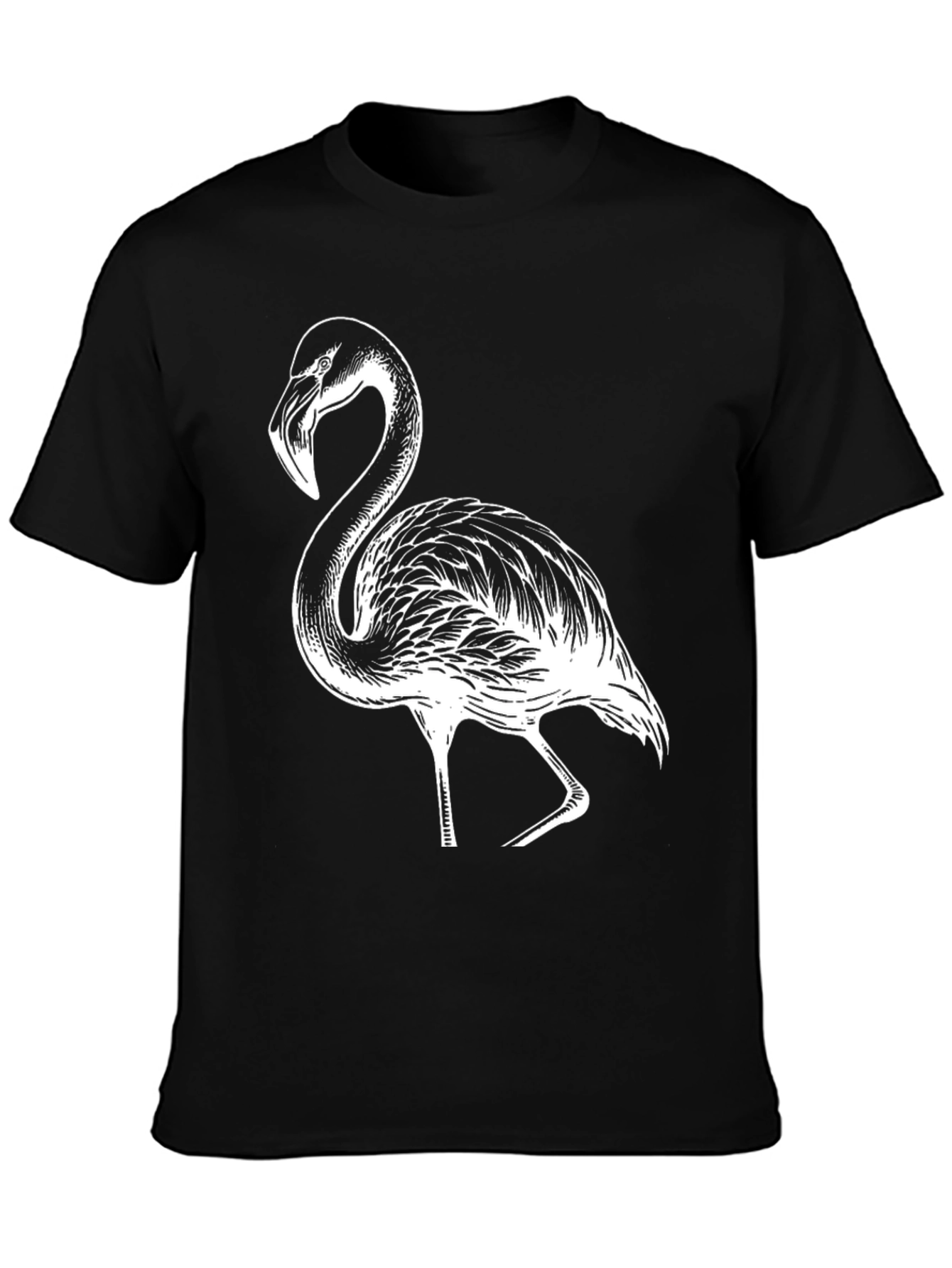 Flamingo Graphic Tee - Black Casual T-Shirt