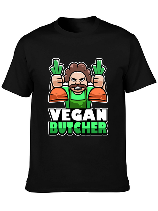 Vegan Butcher T-Shirt: Cartoon Carrot Design
