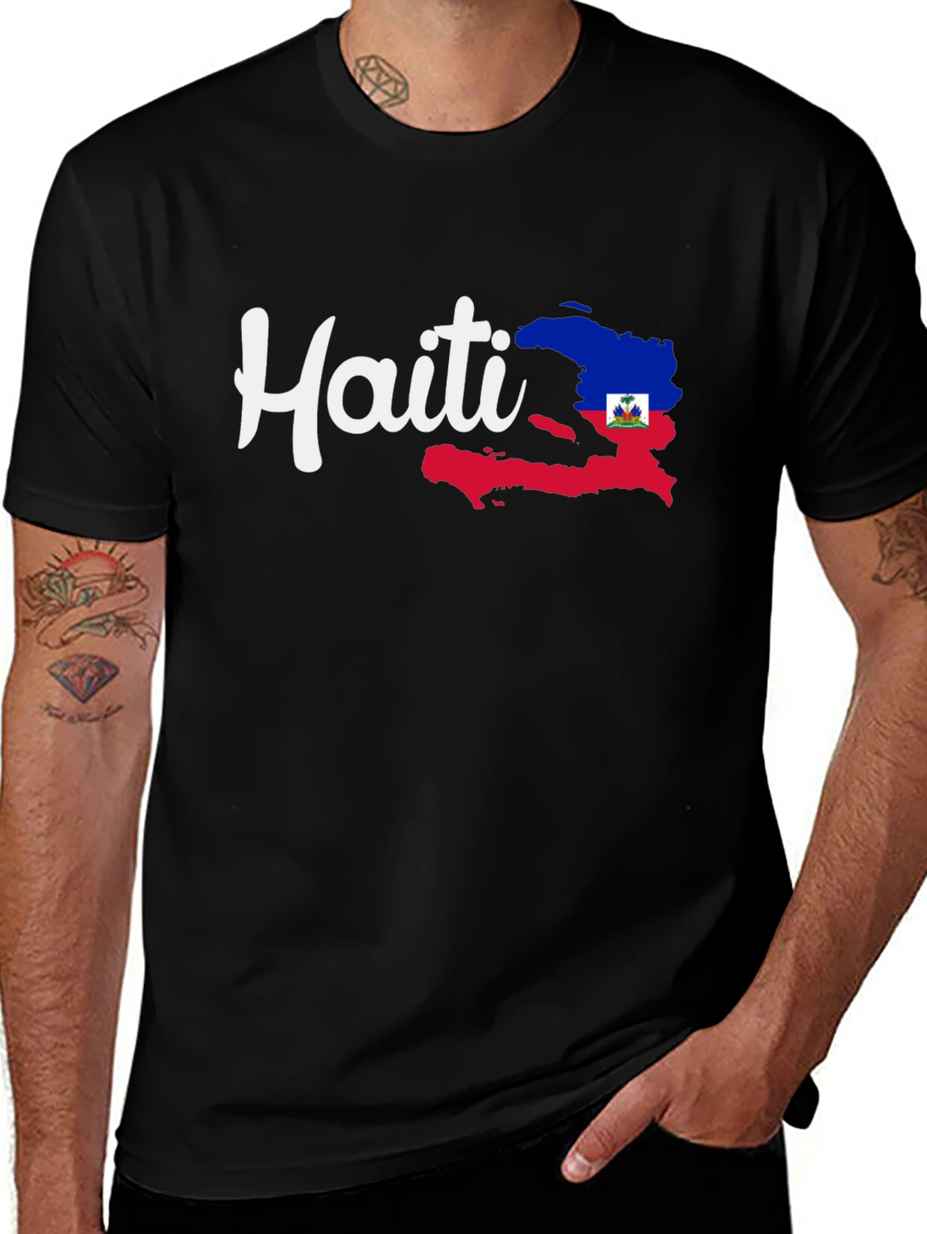 Haiti Pride Tee - Black Cotton Graphic T-Shirt