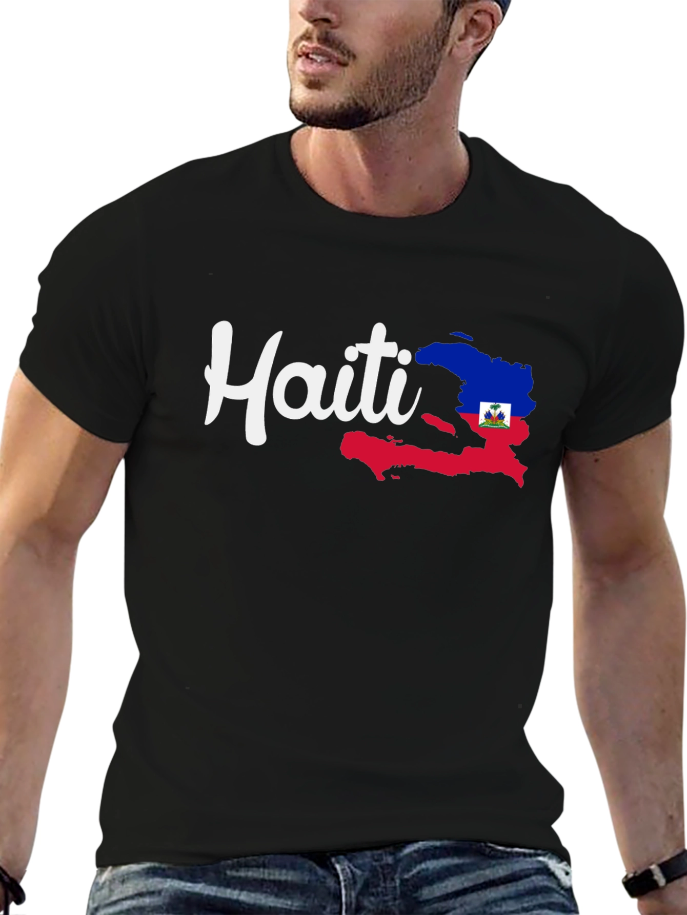 Haiti Pride Tee - Black Cotton Graphic T-Shirt