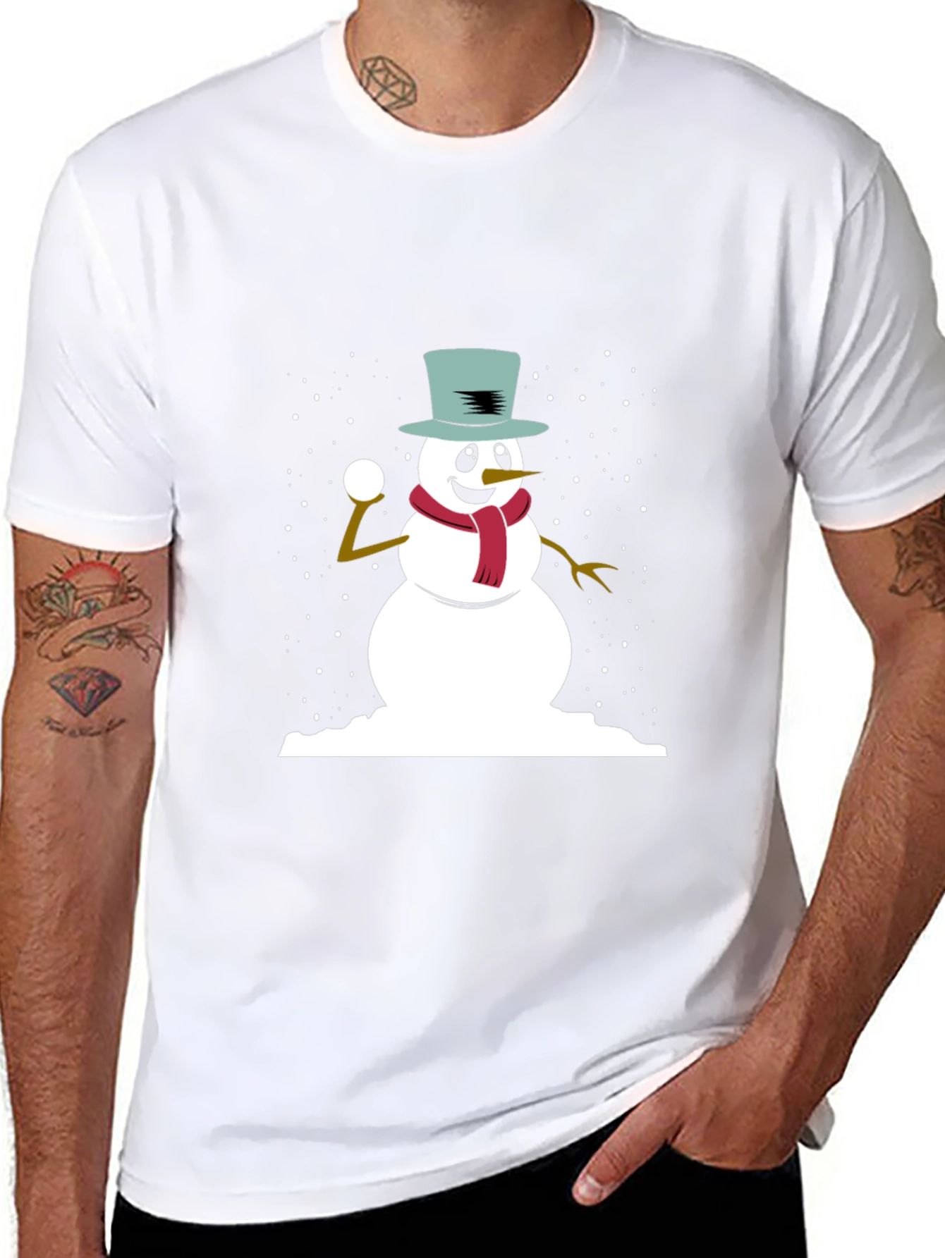 Snowman Throwing Snowball Graphic Tee