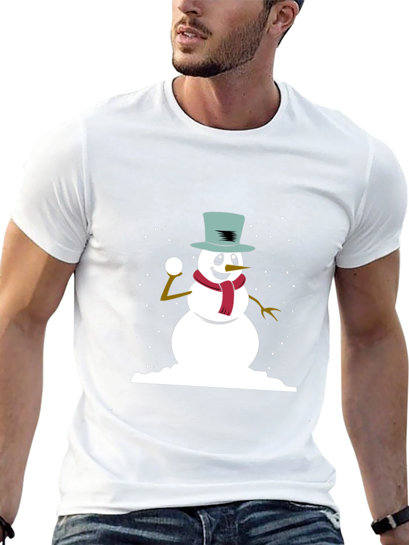 Snowman Throwing Snowball Graphic Tee