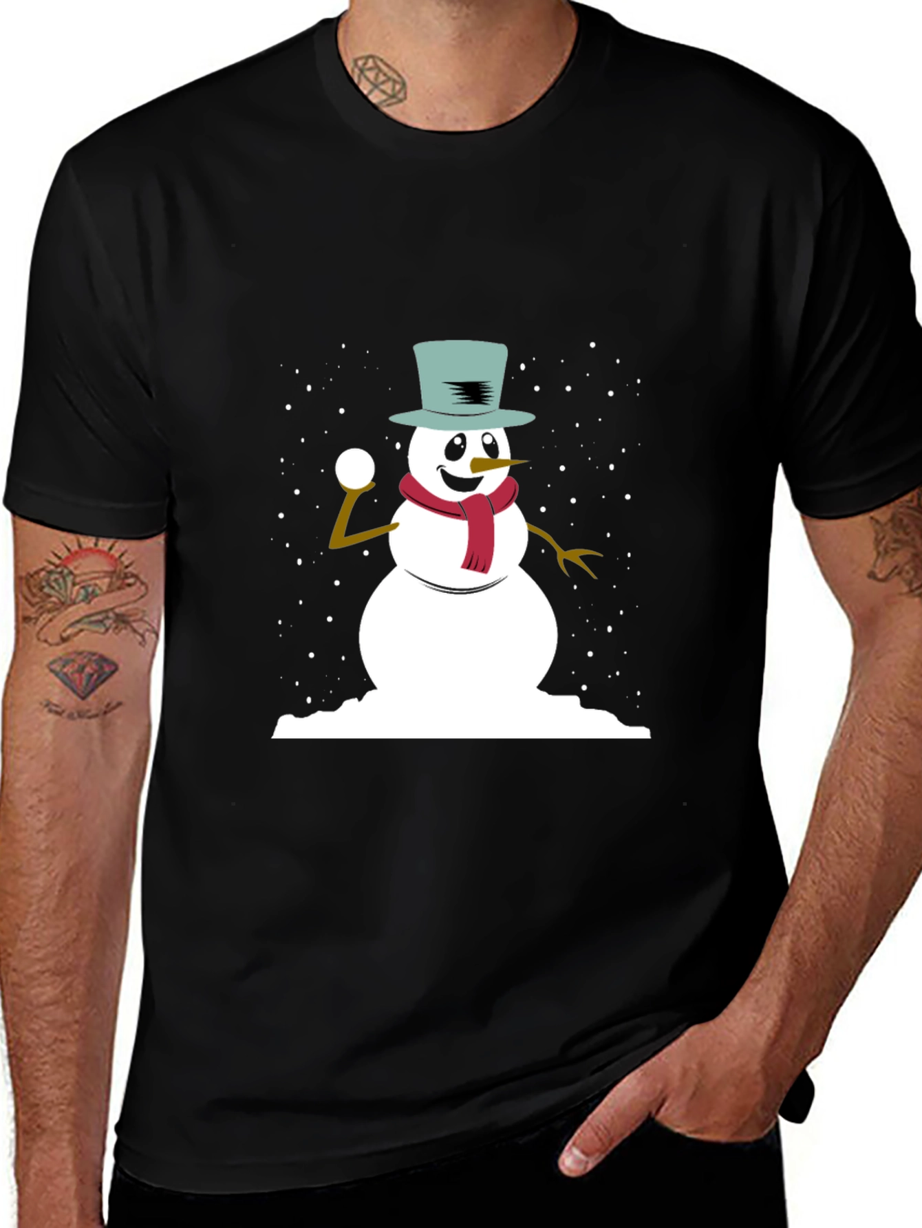Snowman Throwing Snowball Graphic Tee
