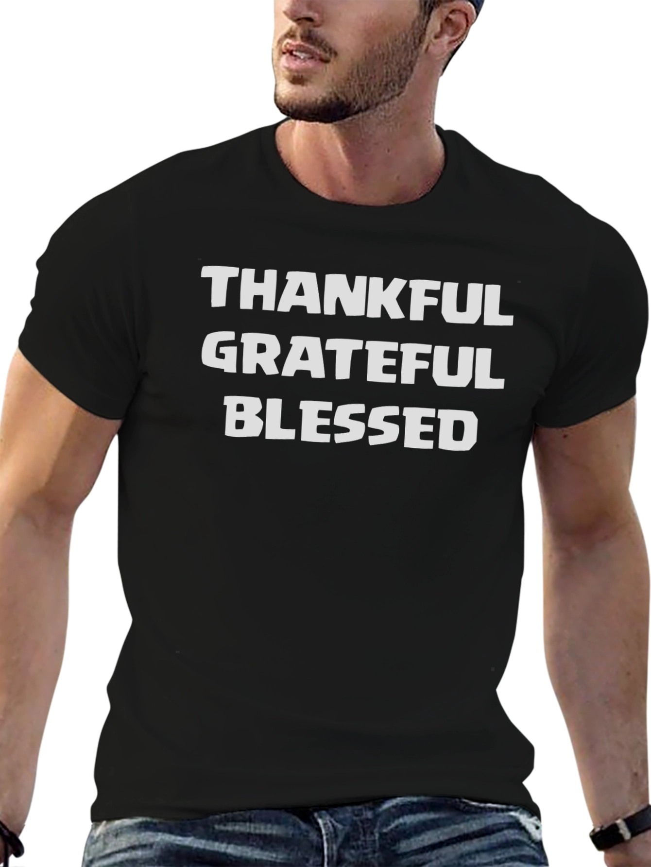Thankful Grateful Blessed Black T-Shirt