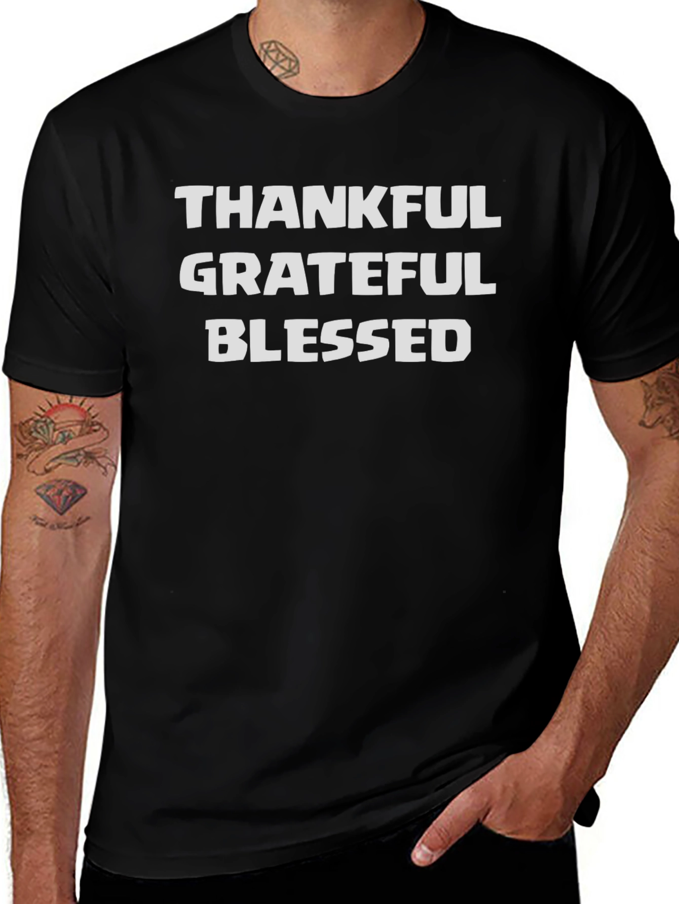 Thankful Grateful Blessed Black T-Shirt