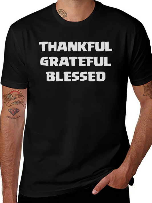 Thankful Grateful Blessed Black T-Shirt