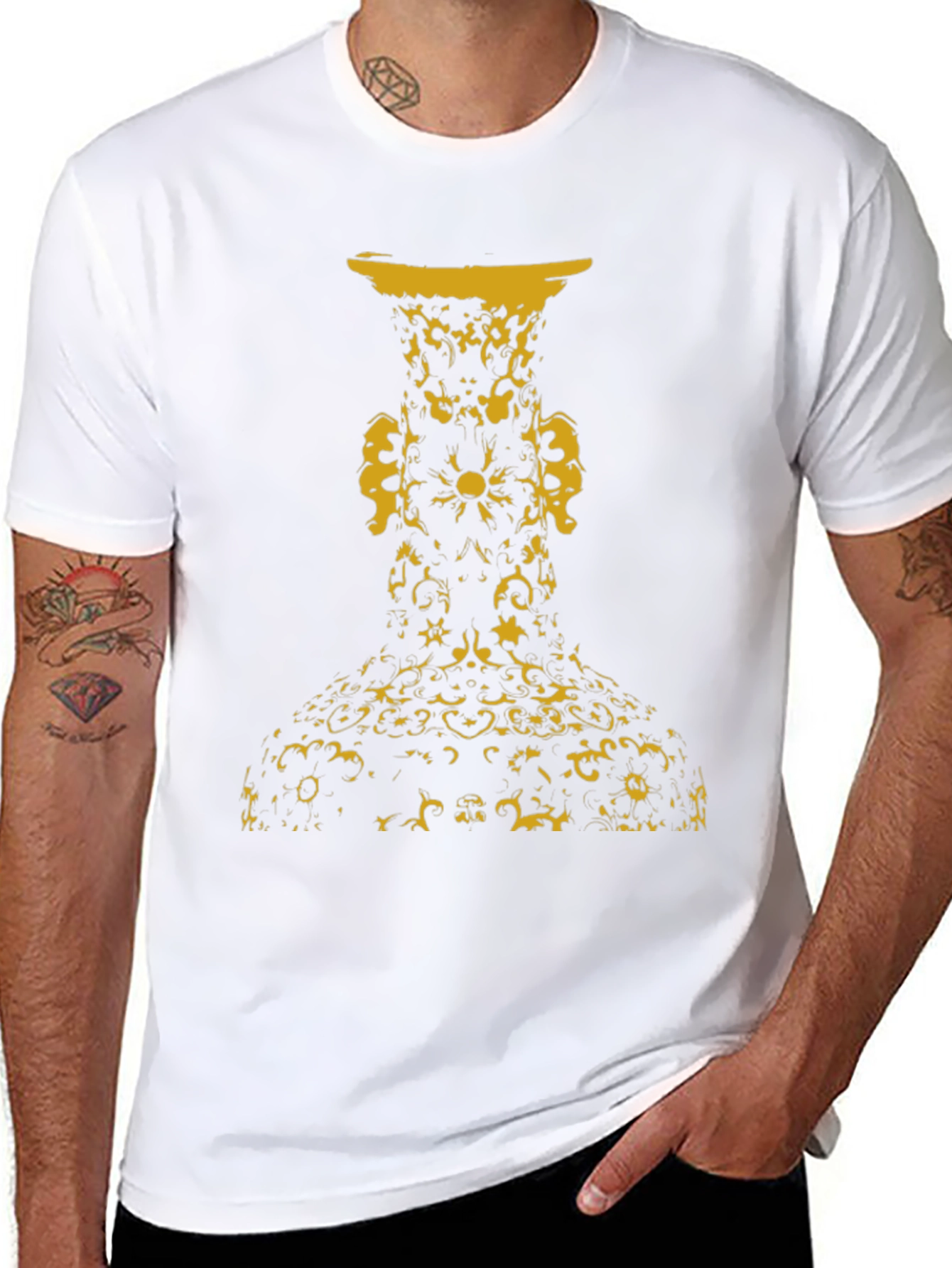 Abstract Vase Graphic Tee - Stylish Black T-Shirt