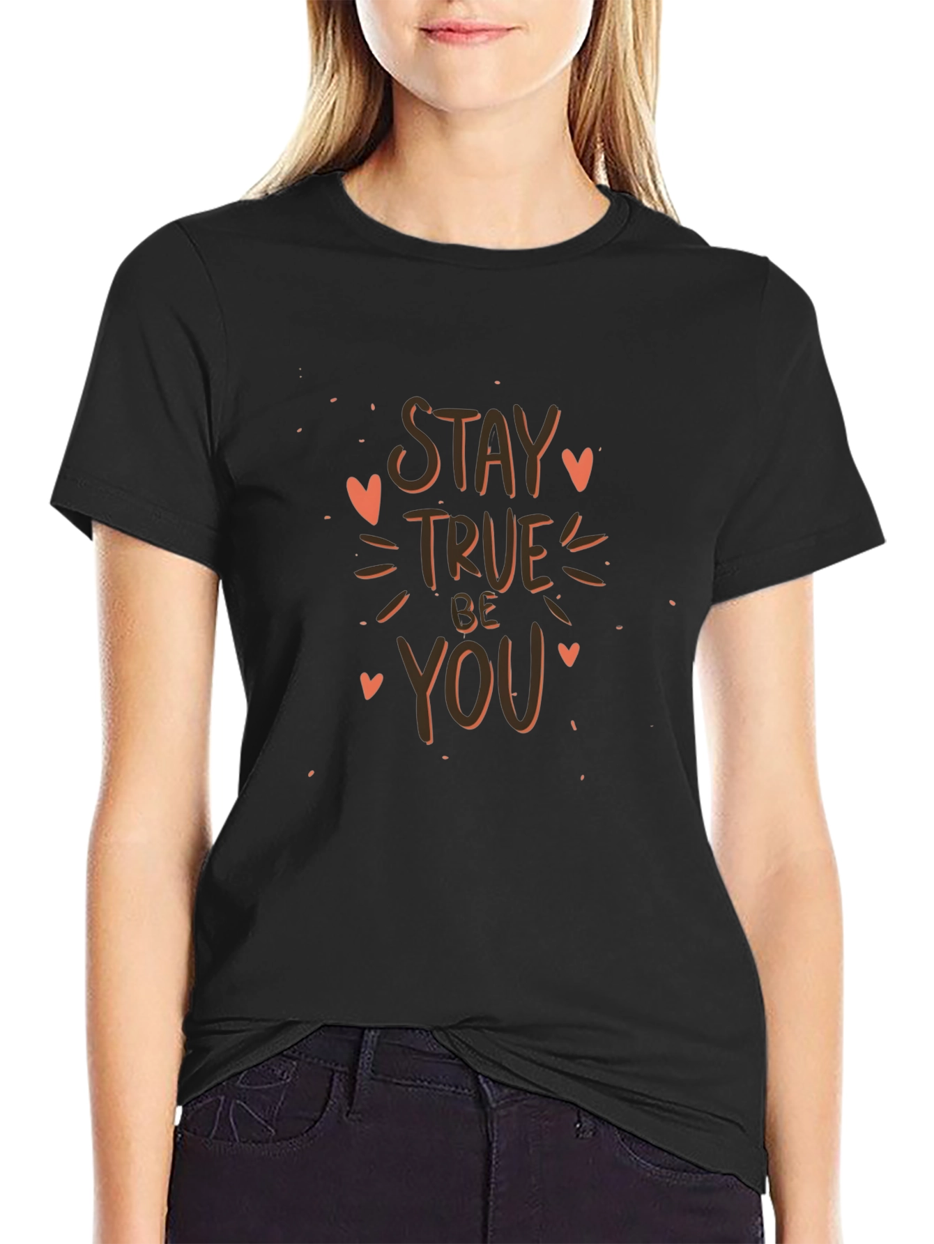 Stay True Be You Black Graphic Tee