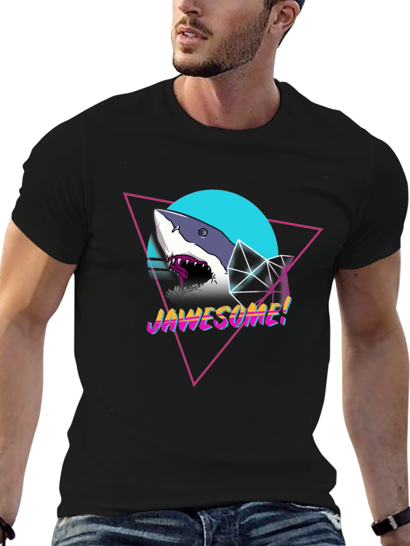 Jawsome Shark Graphic Tee - Retro Style