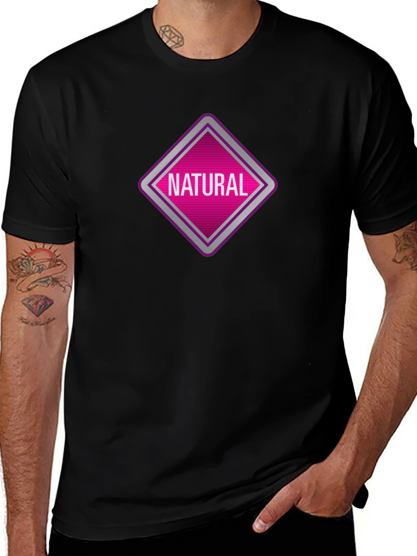 Natural Graphic Tee - Black Cotton T-Shirt