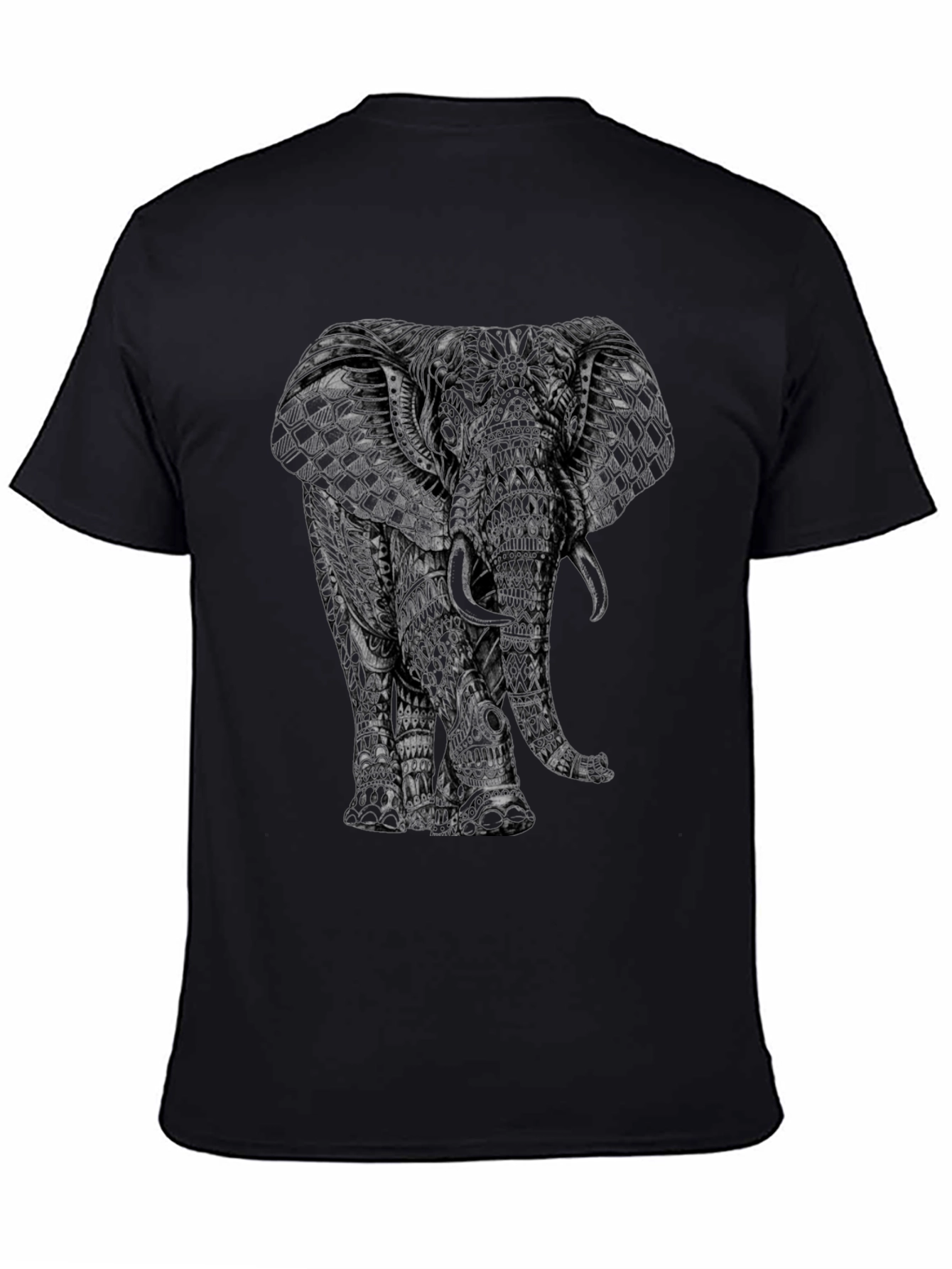 Elephant Graphic Print Black T-Shirt